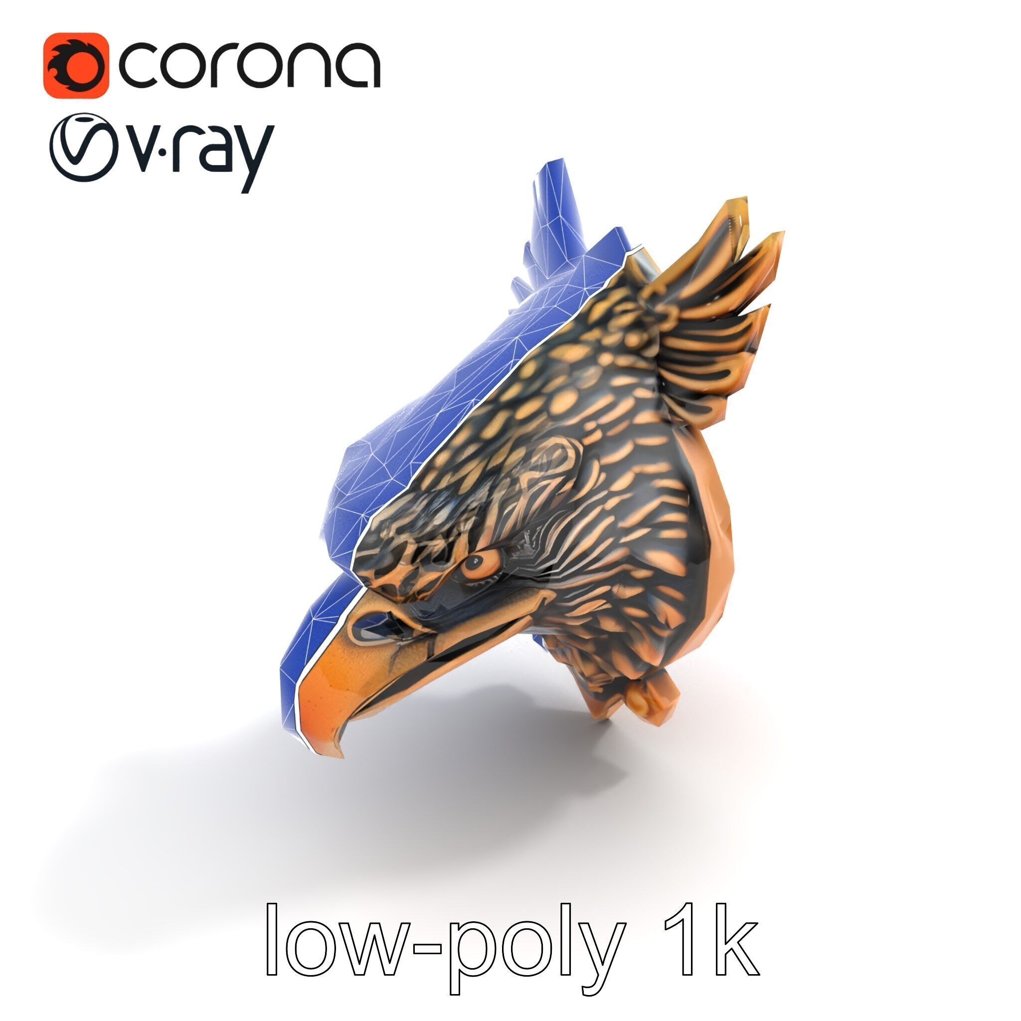 Eagle Head Door Knocker Sculpture model pack Low-poly 3D model_13