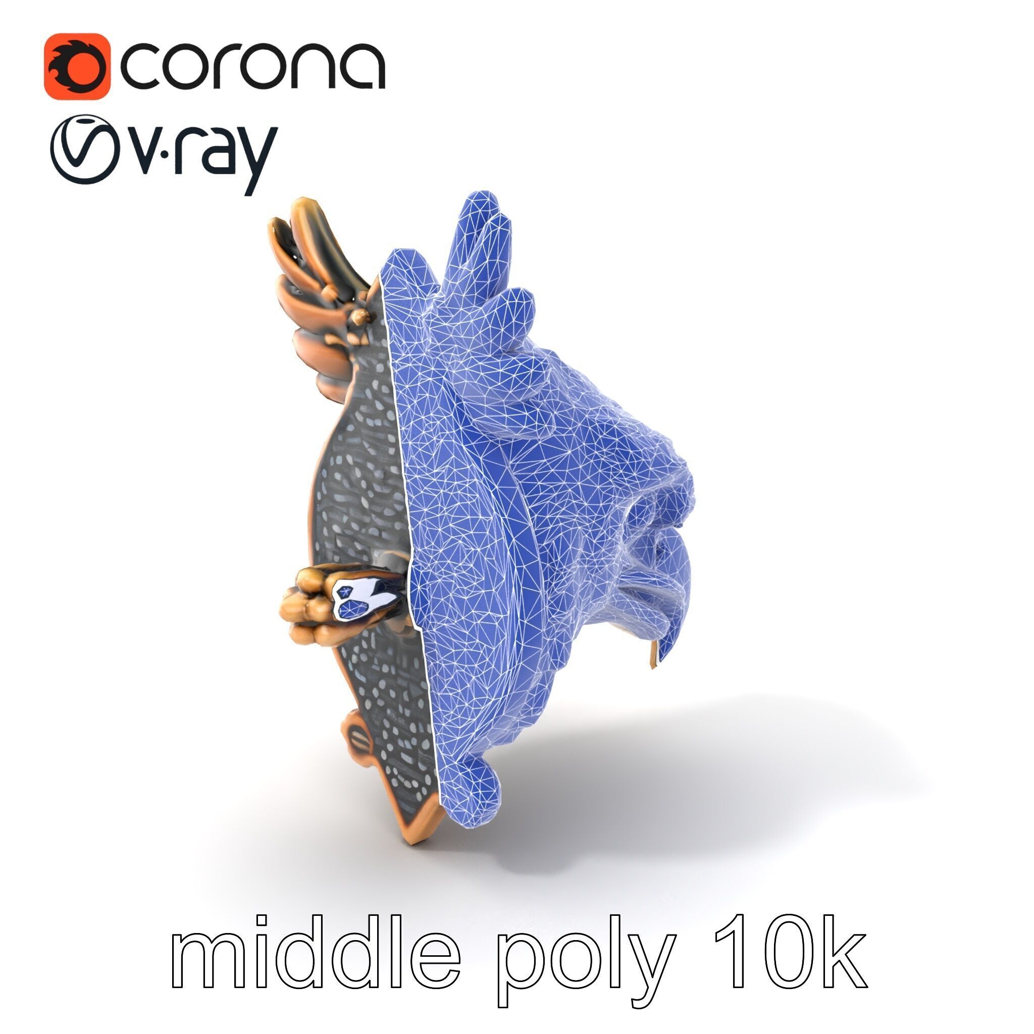 Eagle Head Door Knocker Sculpture model pack Low-poly 3D model_6