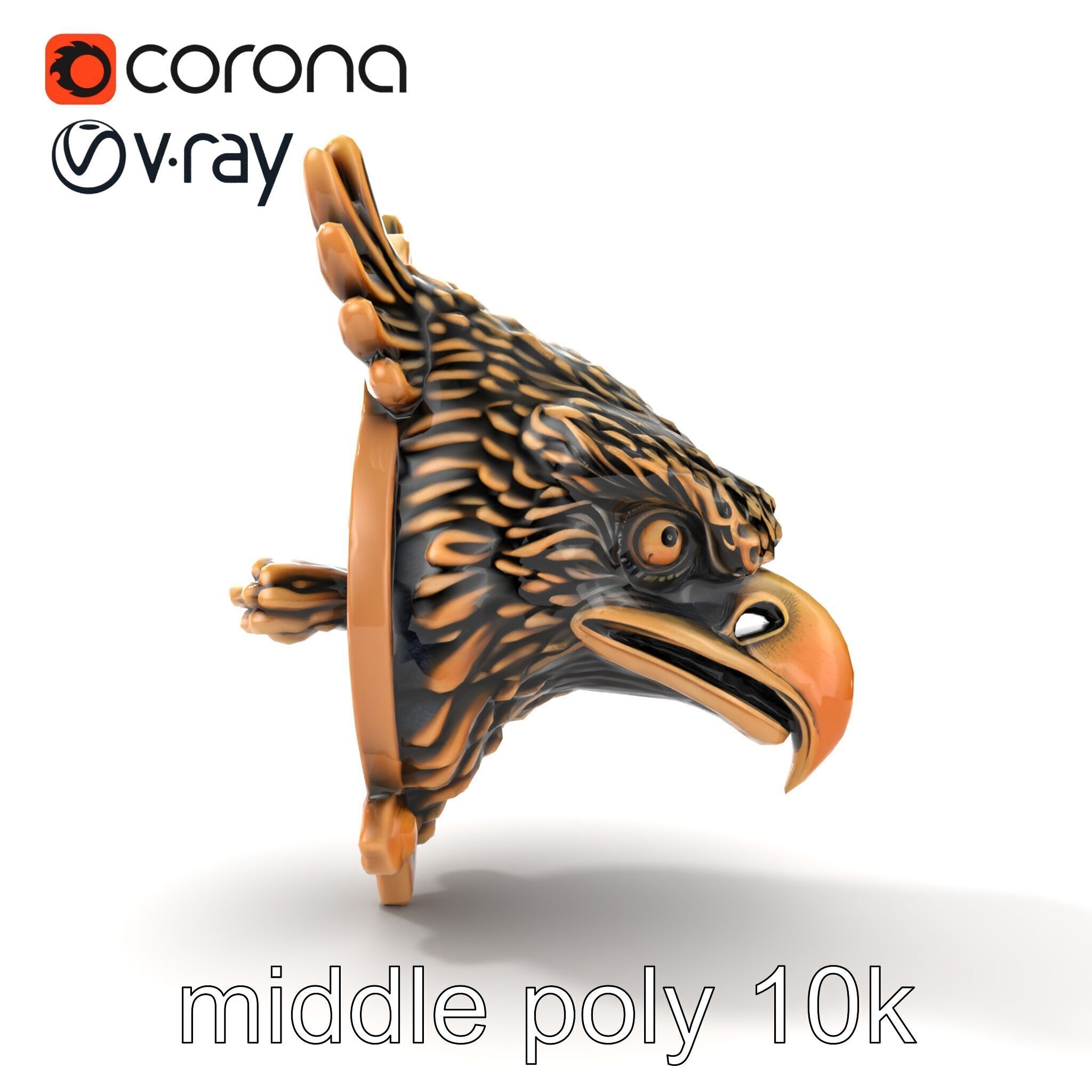 Eagle Head Door Knocker Sculpture model pack Low-poly 3D model_32