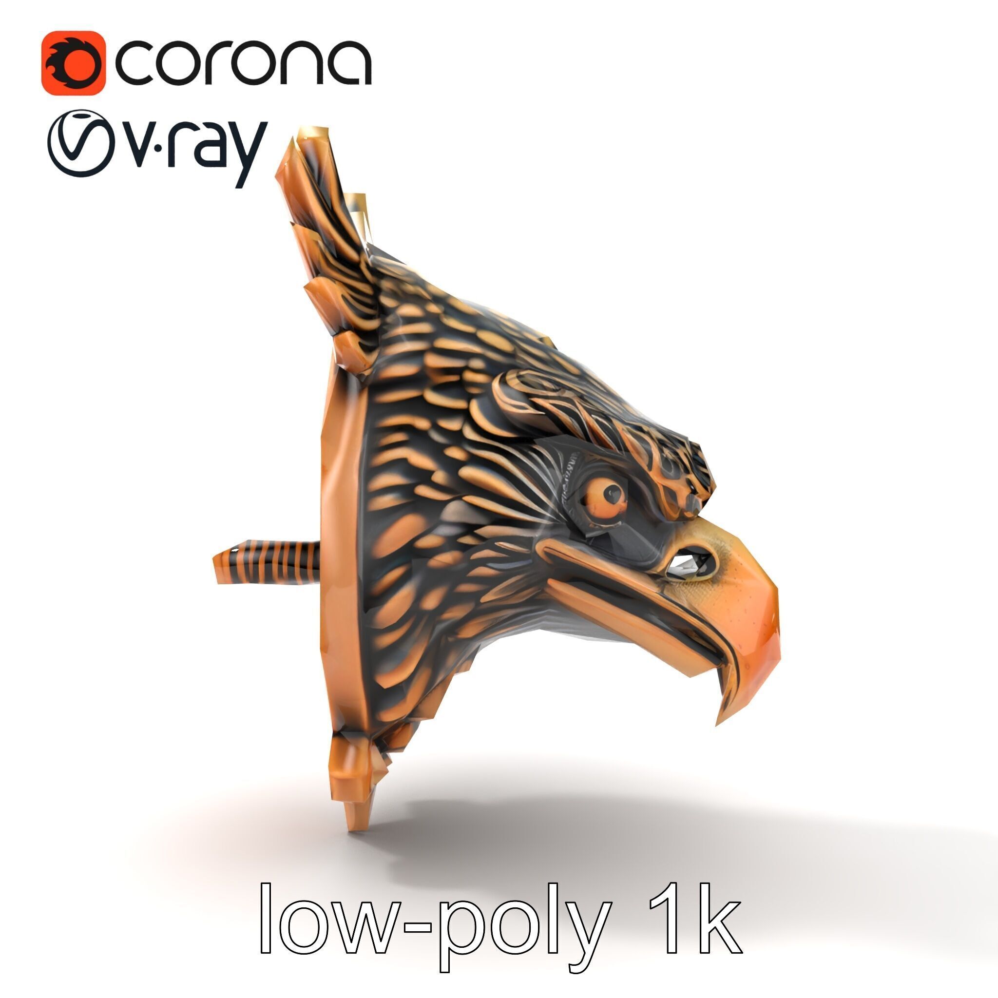 Eagle Head Door Knocker Sculpture model pack Low-poly 3D model_16