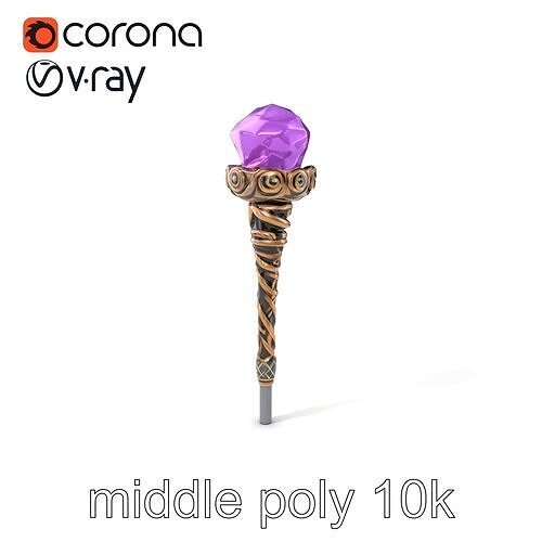 Arcane Magic Staff with Amethyst model pack Low-poly 3D model