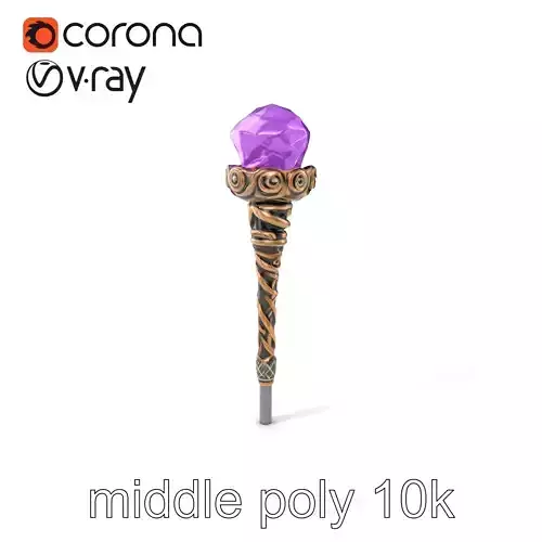 Arcane Magic Staff with Amethyst model pack Low-poly 3D model