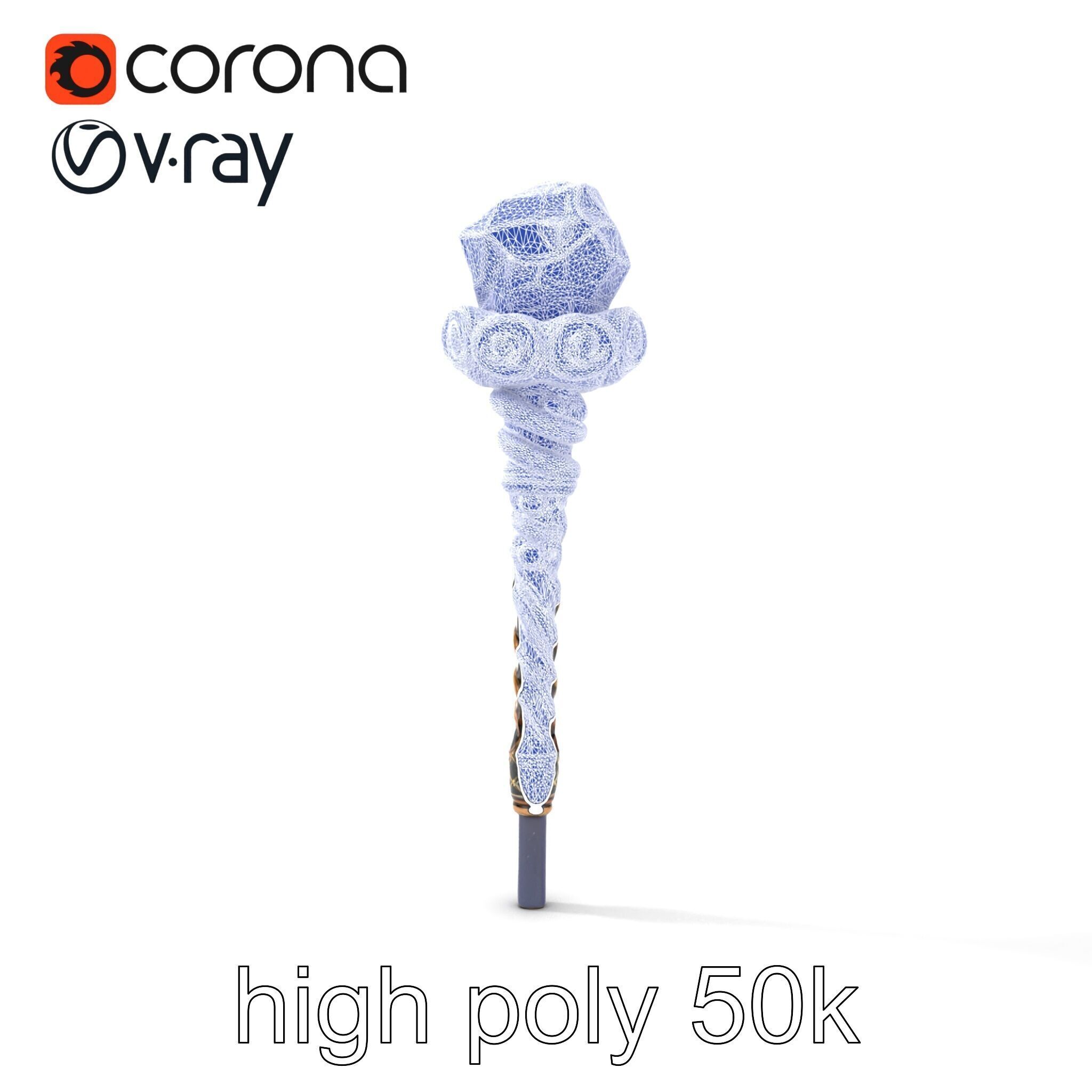 Arcane Magic Staff with Amethyst model pack Low-poly 3D model_25