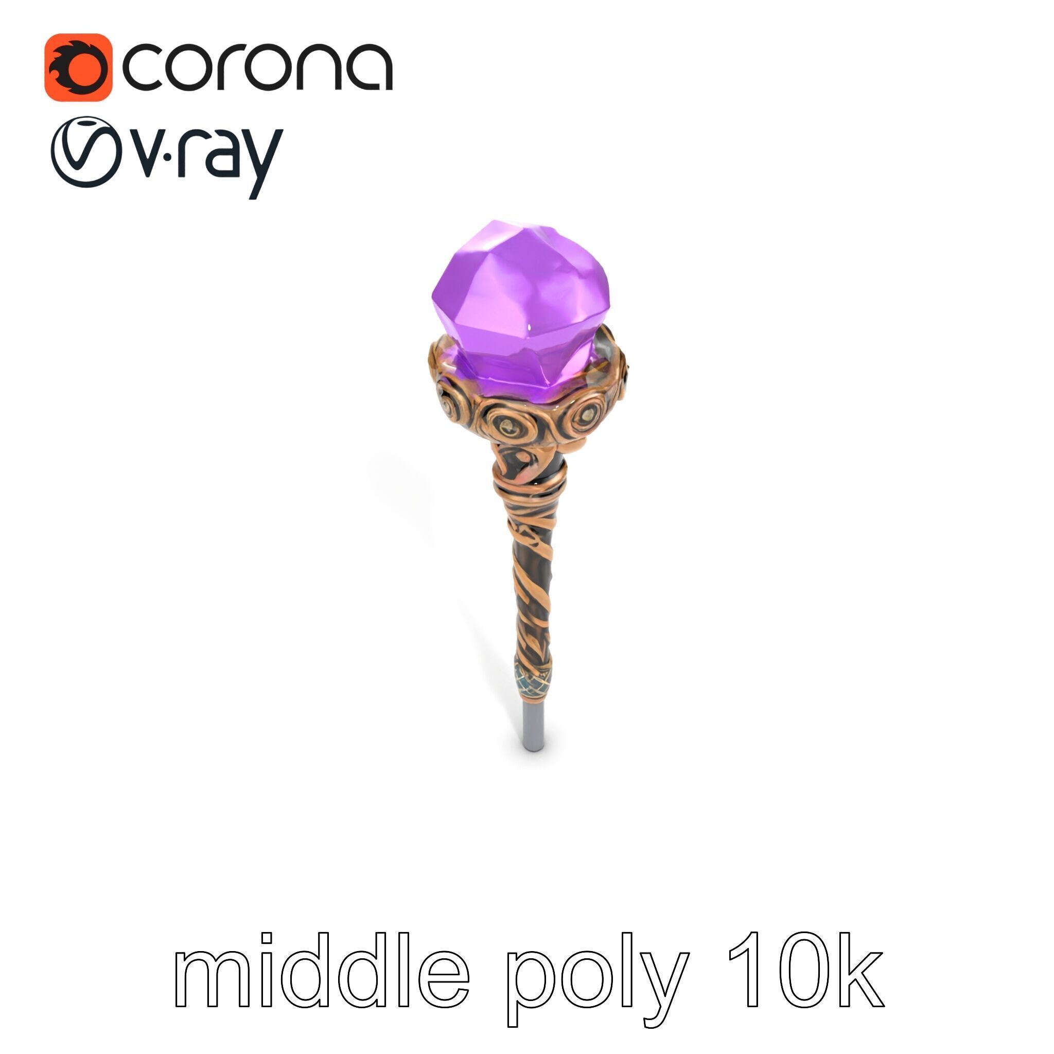 Arcane Magic Staff with Amethyst model pack Low-poly 3D model_22