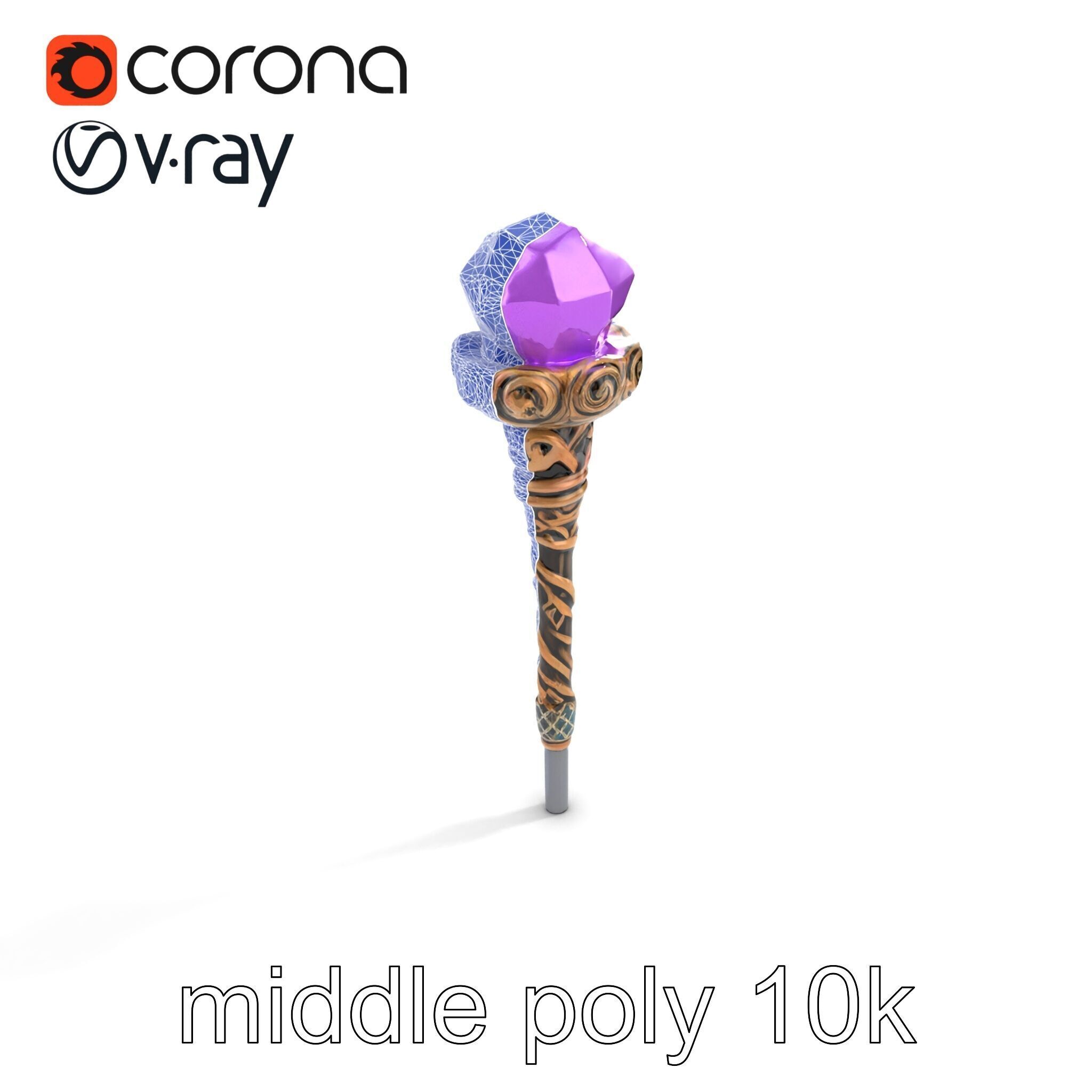 Arcane Magic Staff with Amethyst model pack Low-poly 3D model_23