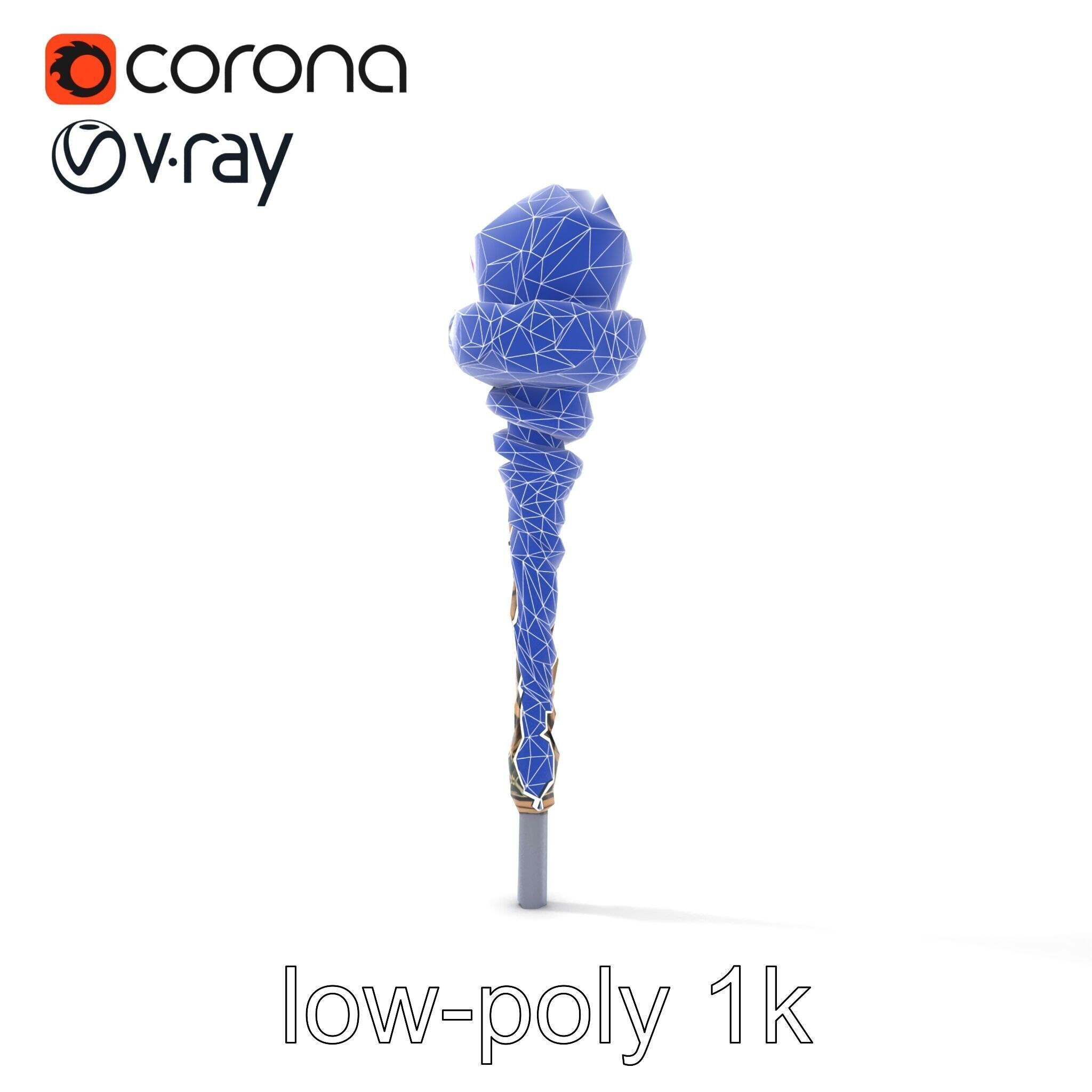 Arcane Magic Staff with Amethyst model pack Low-poly 3D model_16