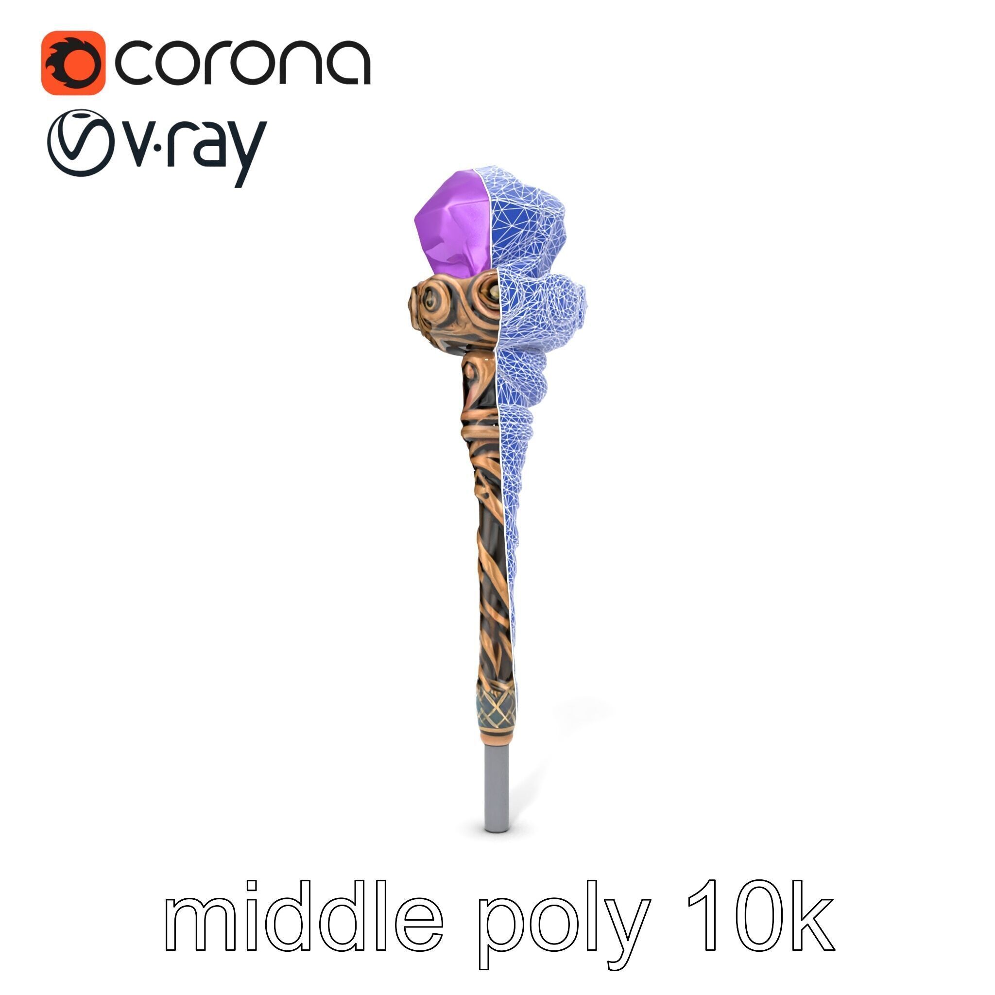 Arcane Magic Staff with Amethyst model pack Low-poly 3D model_26