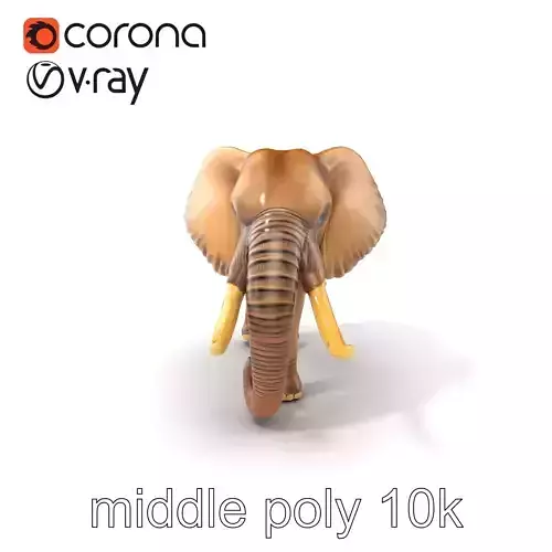 Elephant with Detailed Wrinkled Skin and Tusks model pack Low-poly 3D model