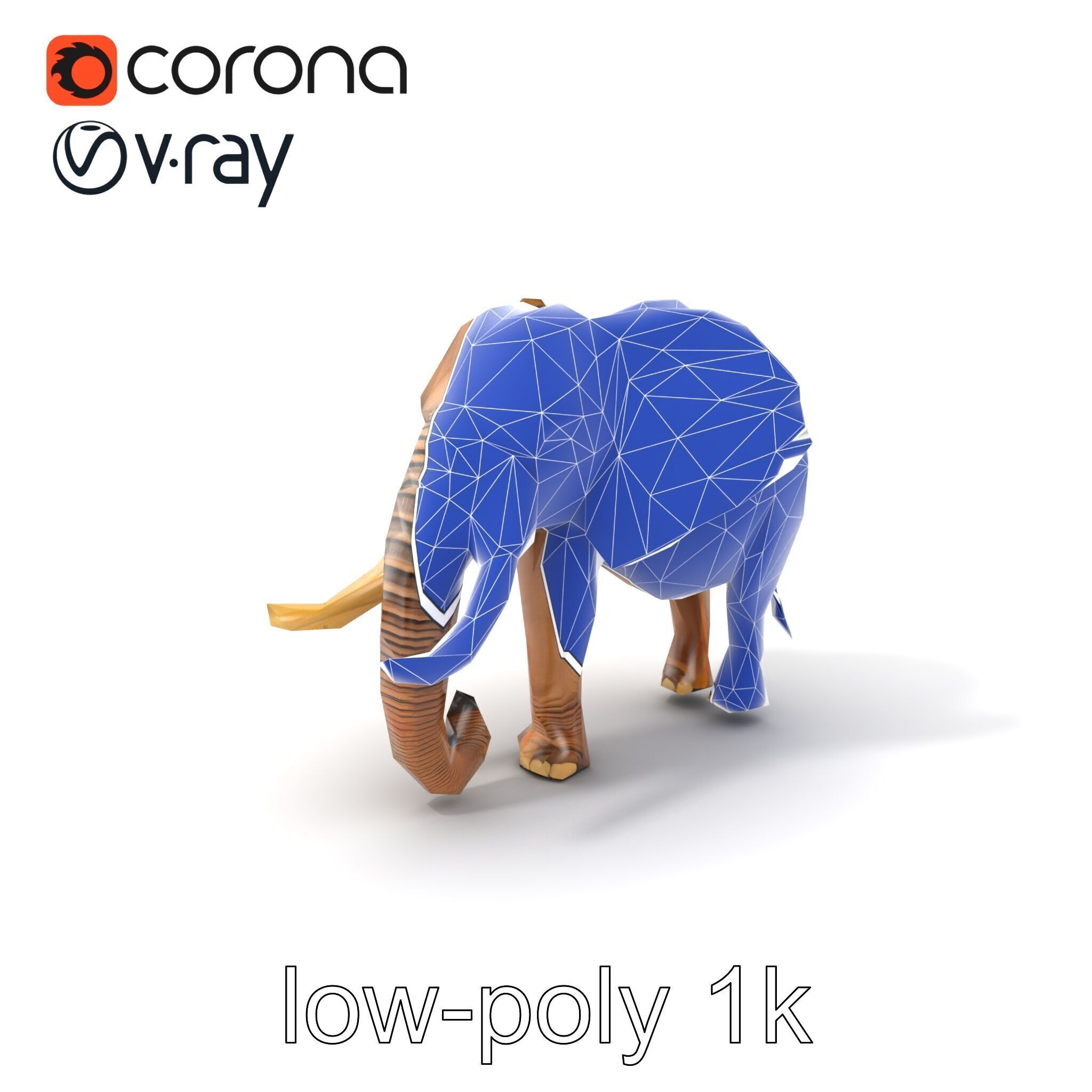 Elephant with Detailed Wrinkled Skin and Tusks model pack Low-poly 3D model_7