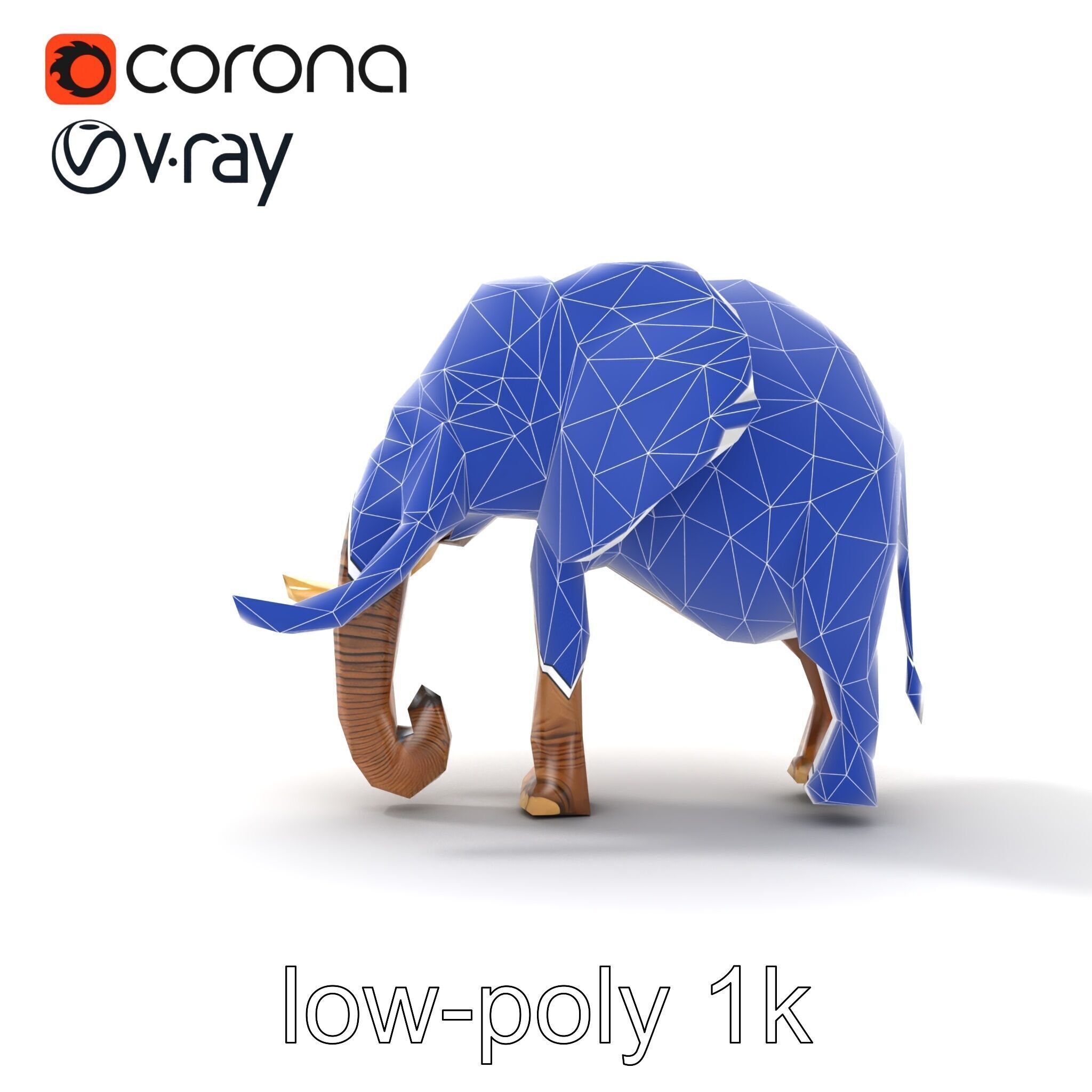Elephant with Detailed Wrinkled Skin and Tusks model pack Low-poly 3D model_29