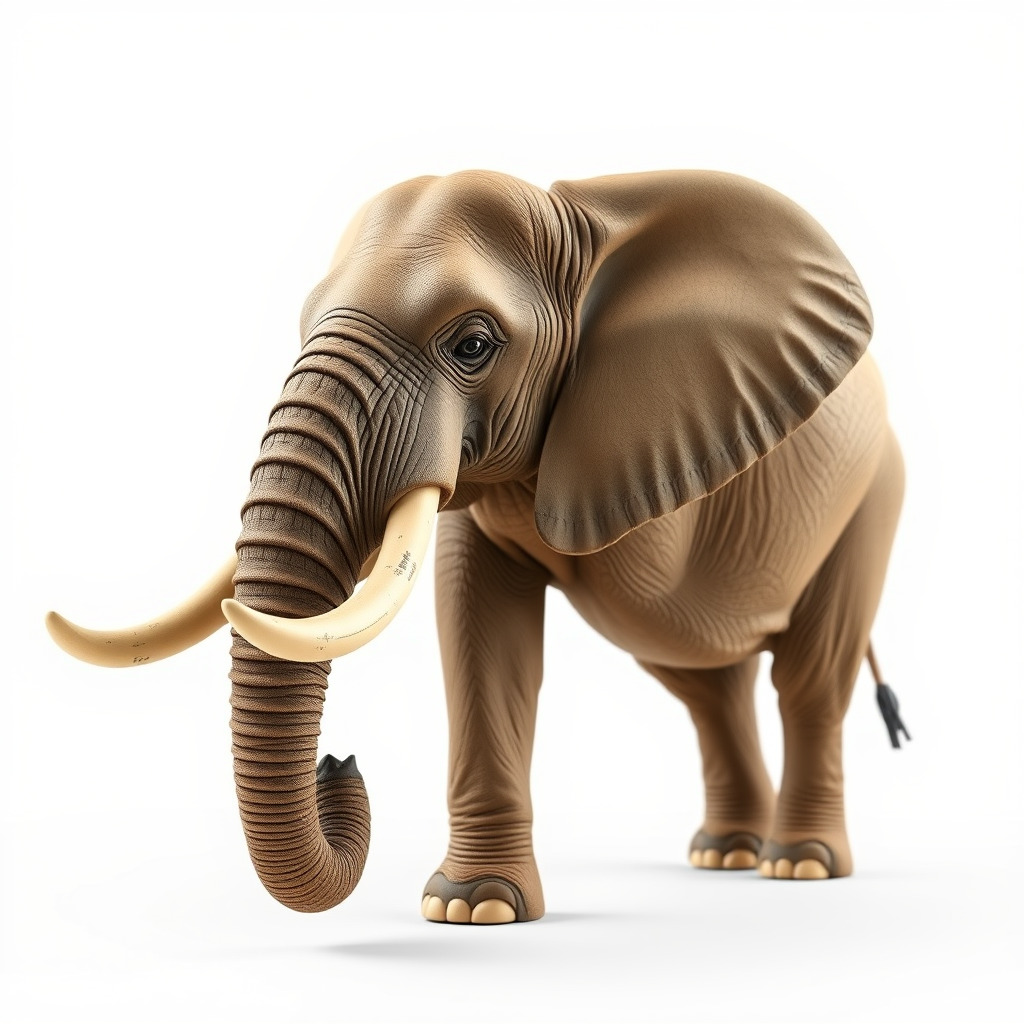 Elephant with Detailed Wrinkled Skin and Tusks model pack Low-poly 3D model_4