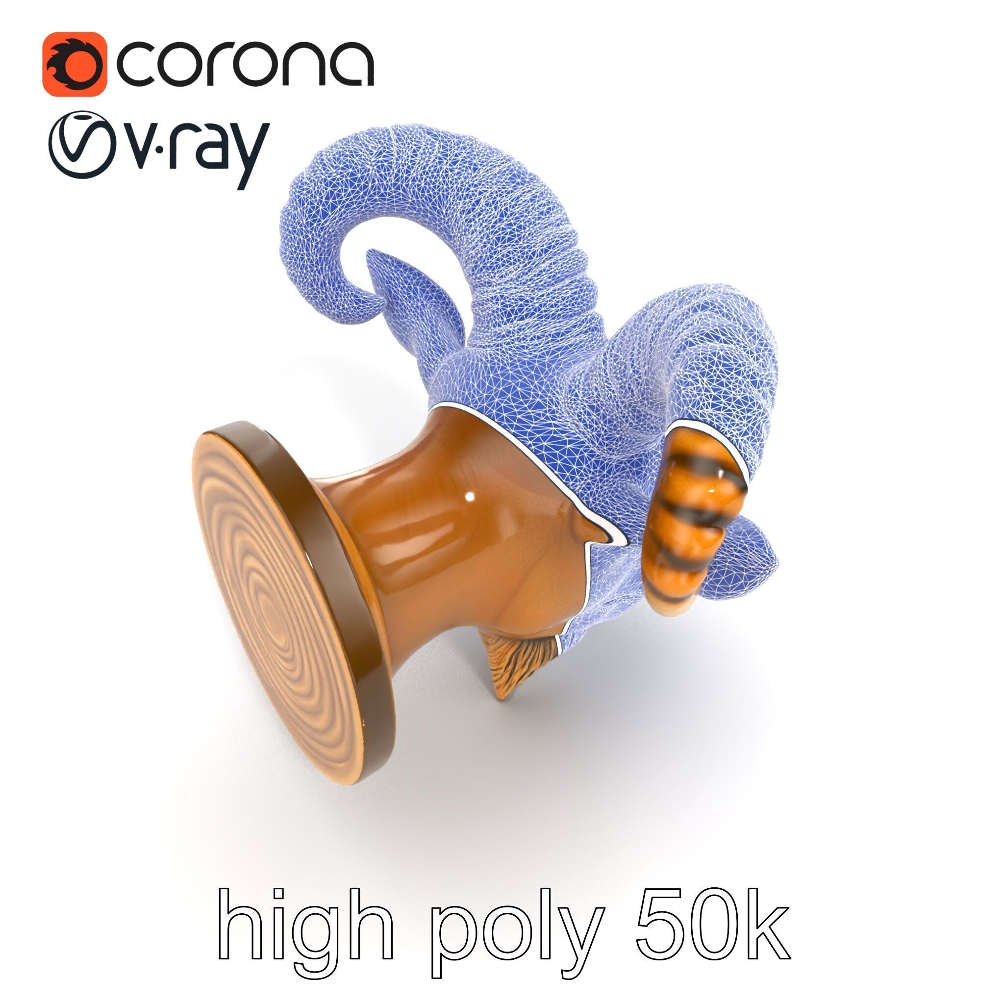 Bronze Goat Head Door Knocker Sculpture model pack Low-poly 3D model_18