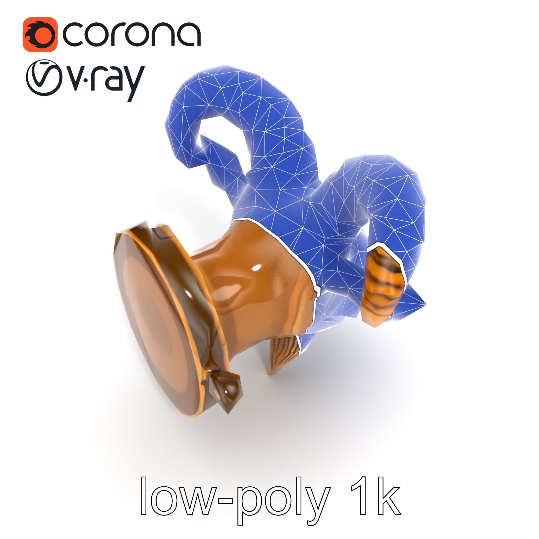 Bronze Goat Head Door Knocker Sculpture model pack Low-poly 3D model_21