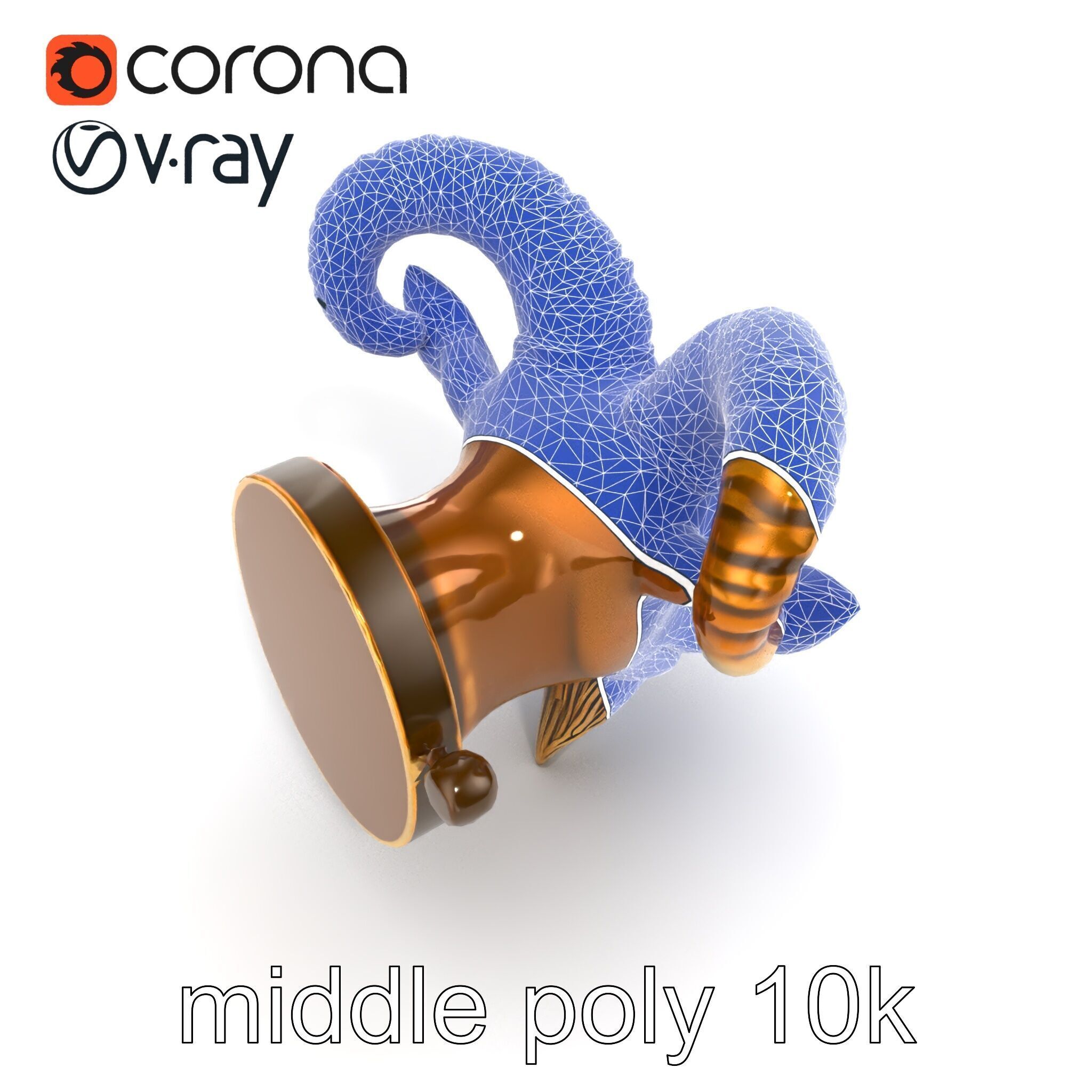 Bronze Goat Head Door Knocker Sculpture model pack Low-poly 3D model_15