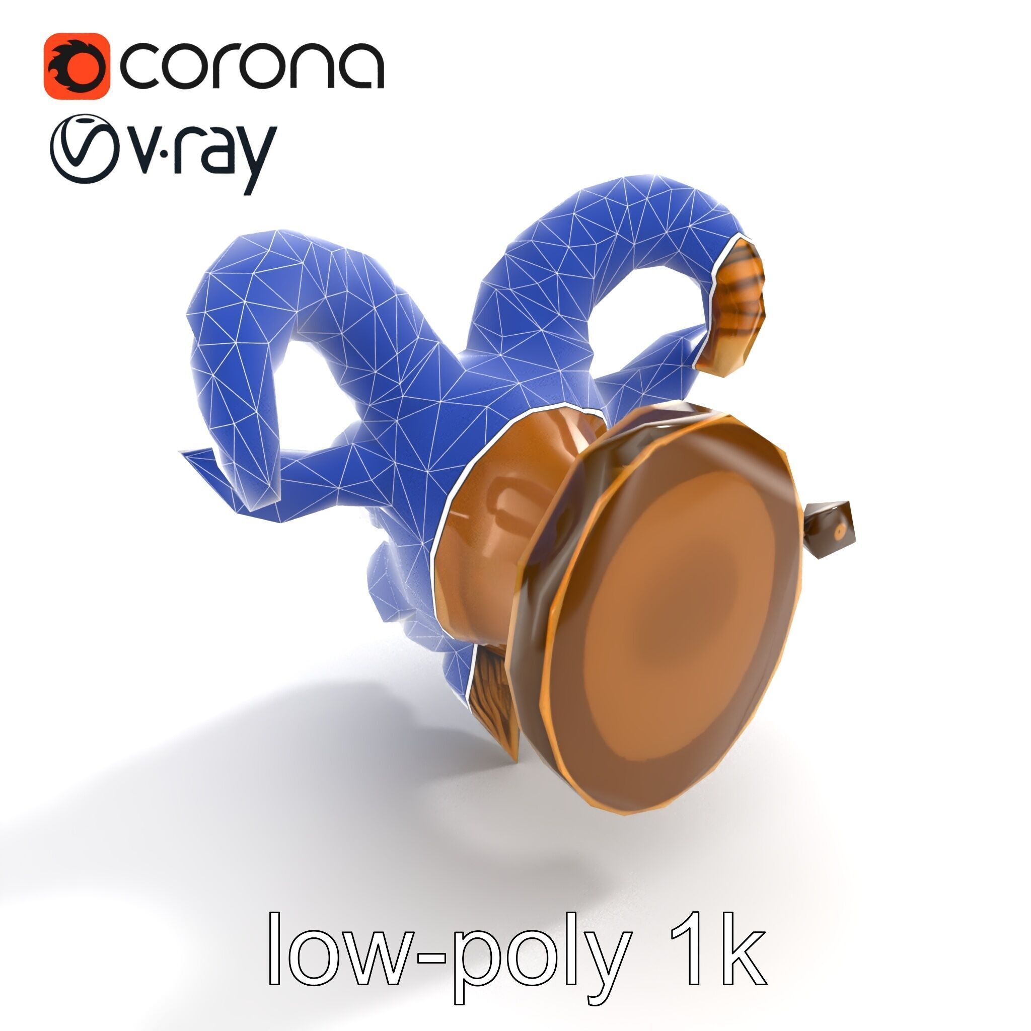 Bronze Goat Head Door Knocker Sculpture model pack Low-poly 3D model_11