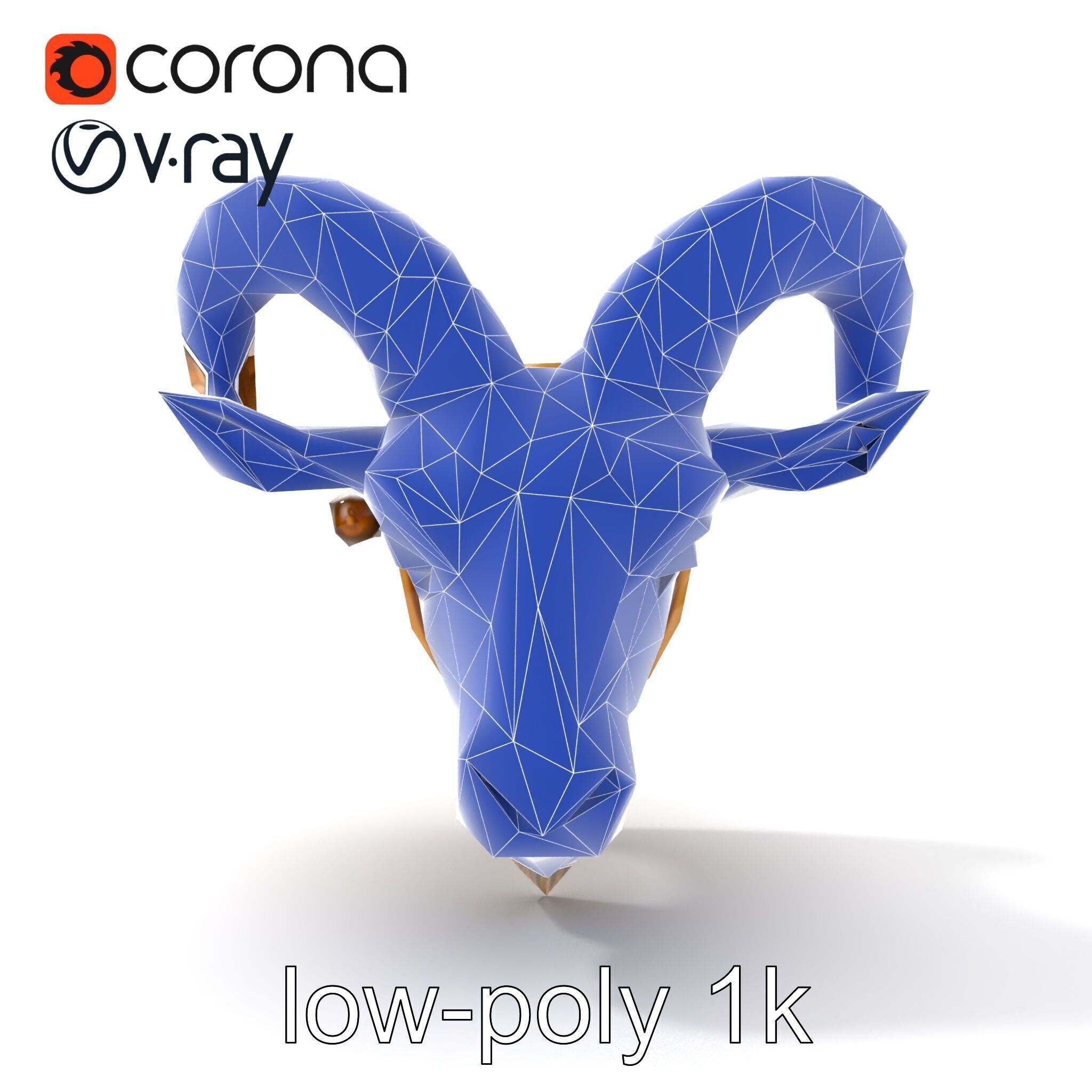 Bronze Goat Head Door Knocker Sculpture model pack Low-poly 3D model_31