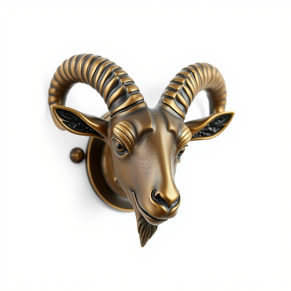 Bronze Goat Head Door Knocker Sculpture model pack Low-poly 3D model_4