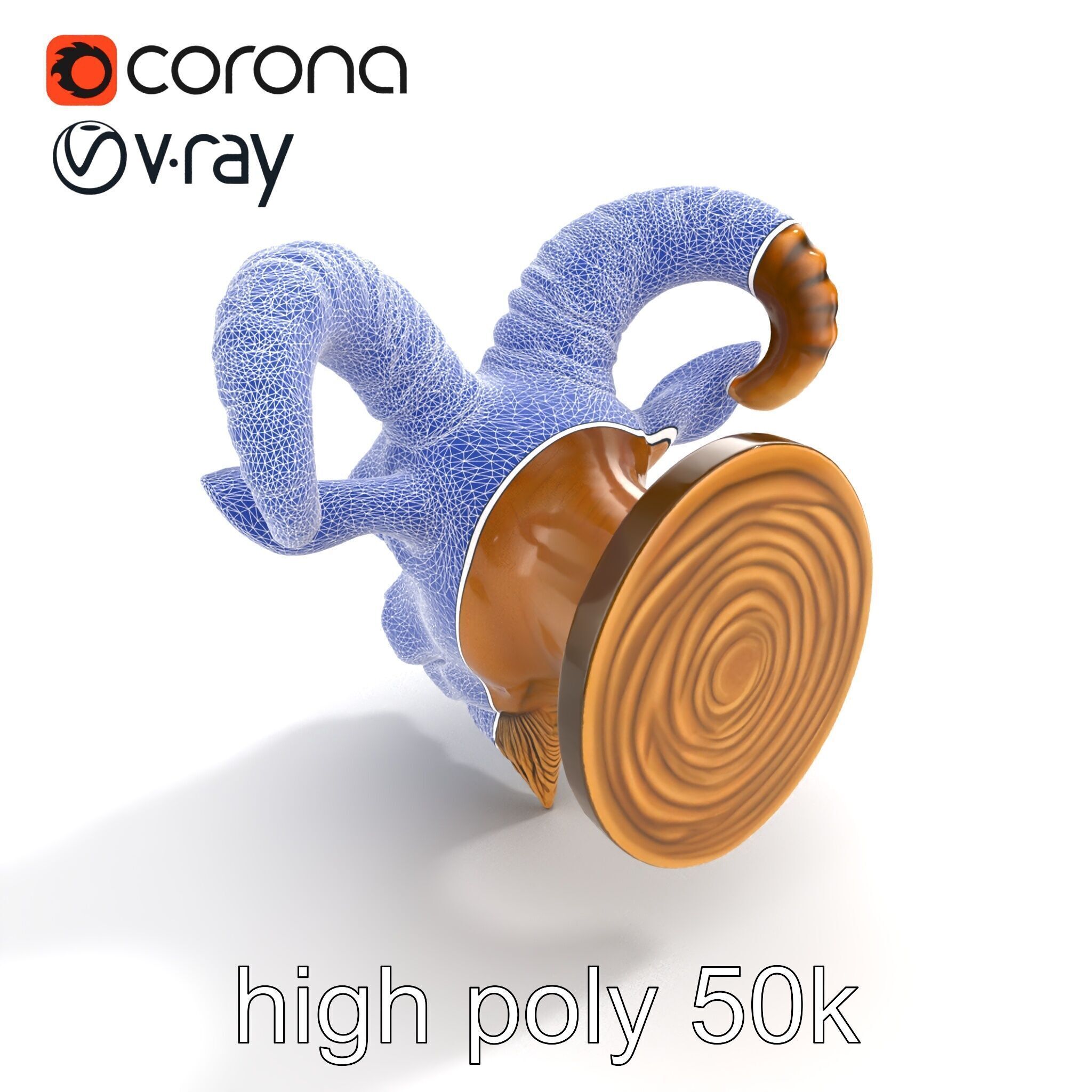 Bronze Goat Head Door Knocker Sculpture model pack Low-poly 3D model_23