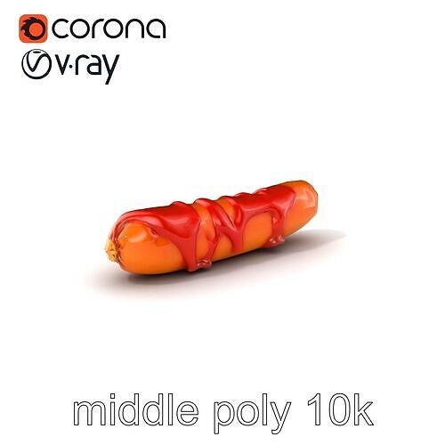 Currywurst Sausage with Sauce D model pack Low-poly 3D model