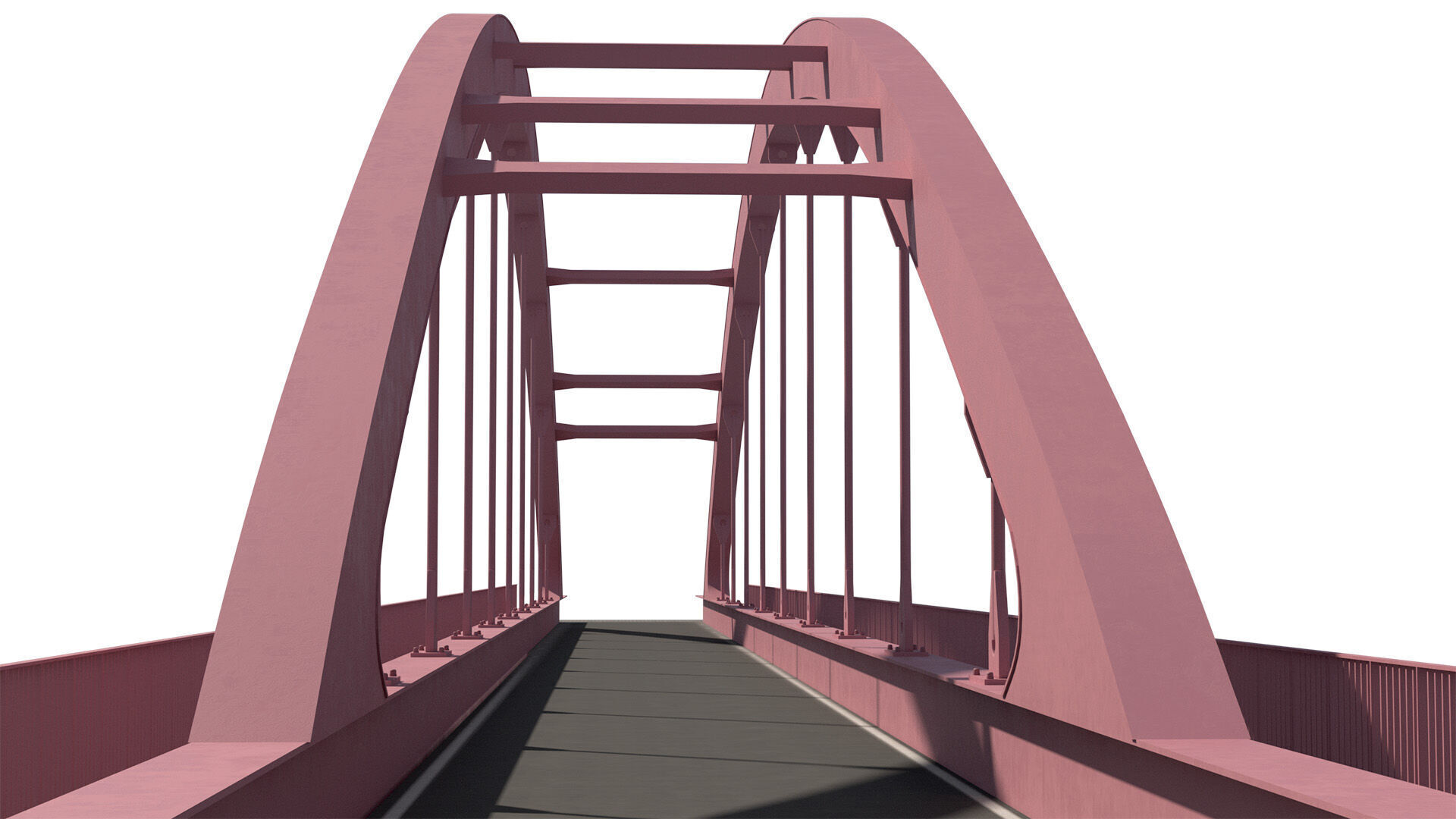 Bridge metal arch bridge over a highway with pedestrian areas  3D model_12
