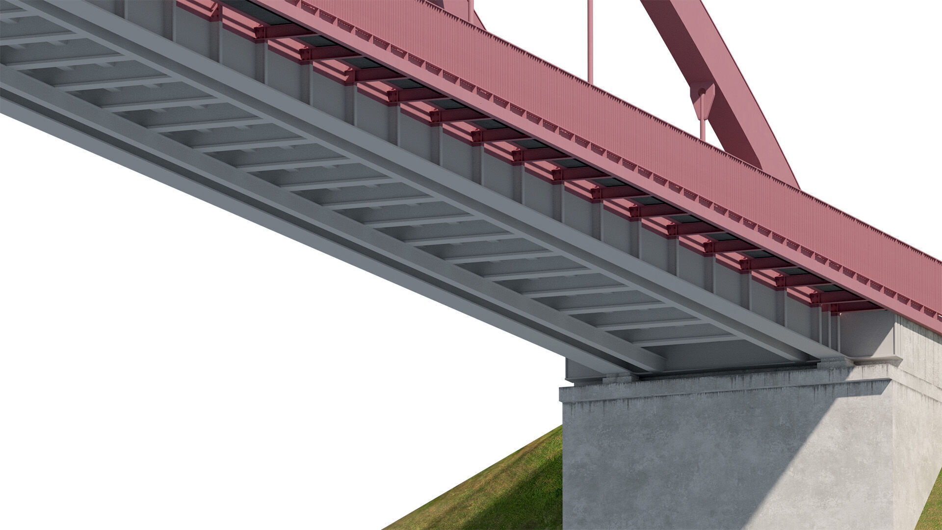 Bridge metal arch bridge over a highway with pedestrian areas  3D model_6