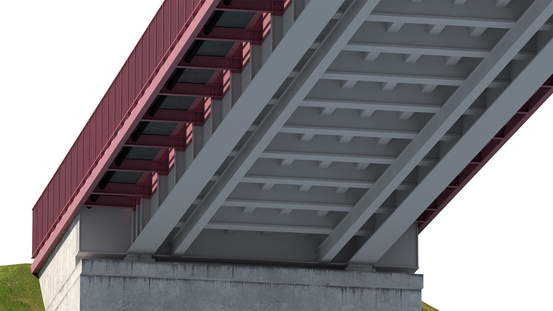 Bridge metal arch bridge over a highway with pedestrian areas  3D model_9