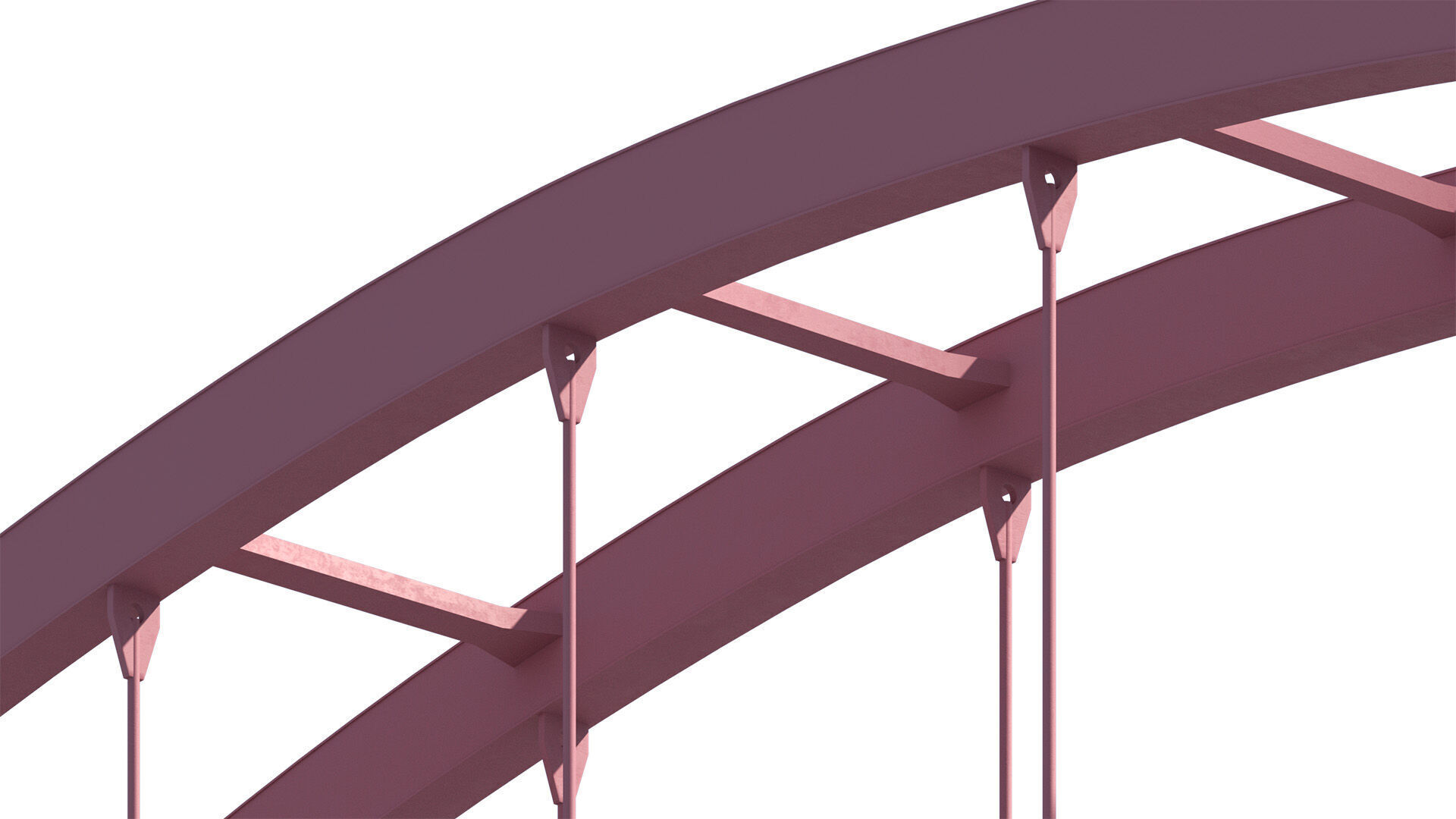 Bridge metal arch bridge over a highway with pedestrian areas  3D model_8