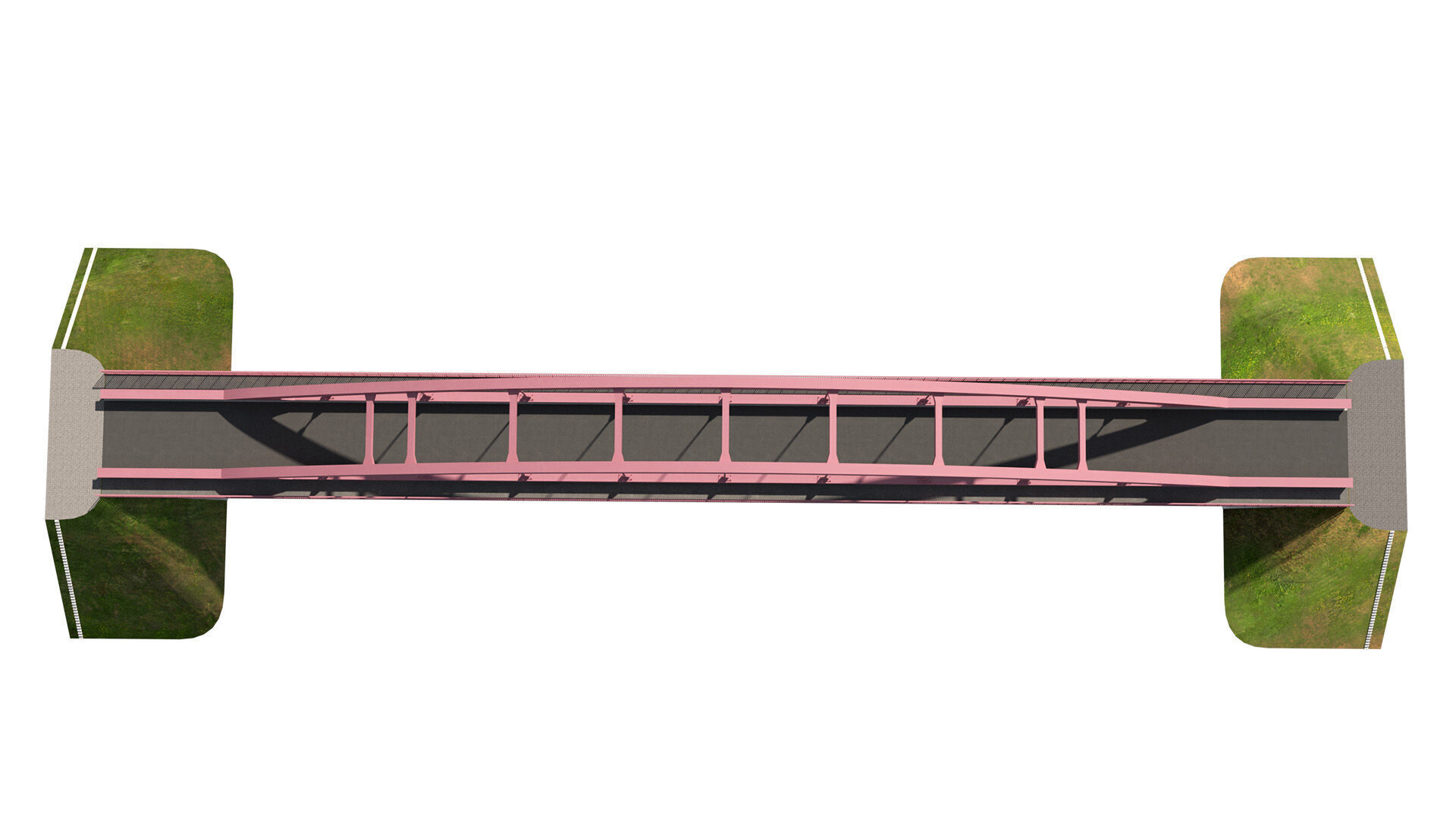 Bridge metal arch bridge over a highway with pedestrian areas  3D model_10