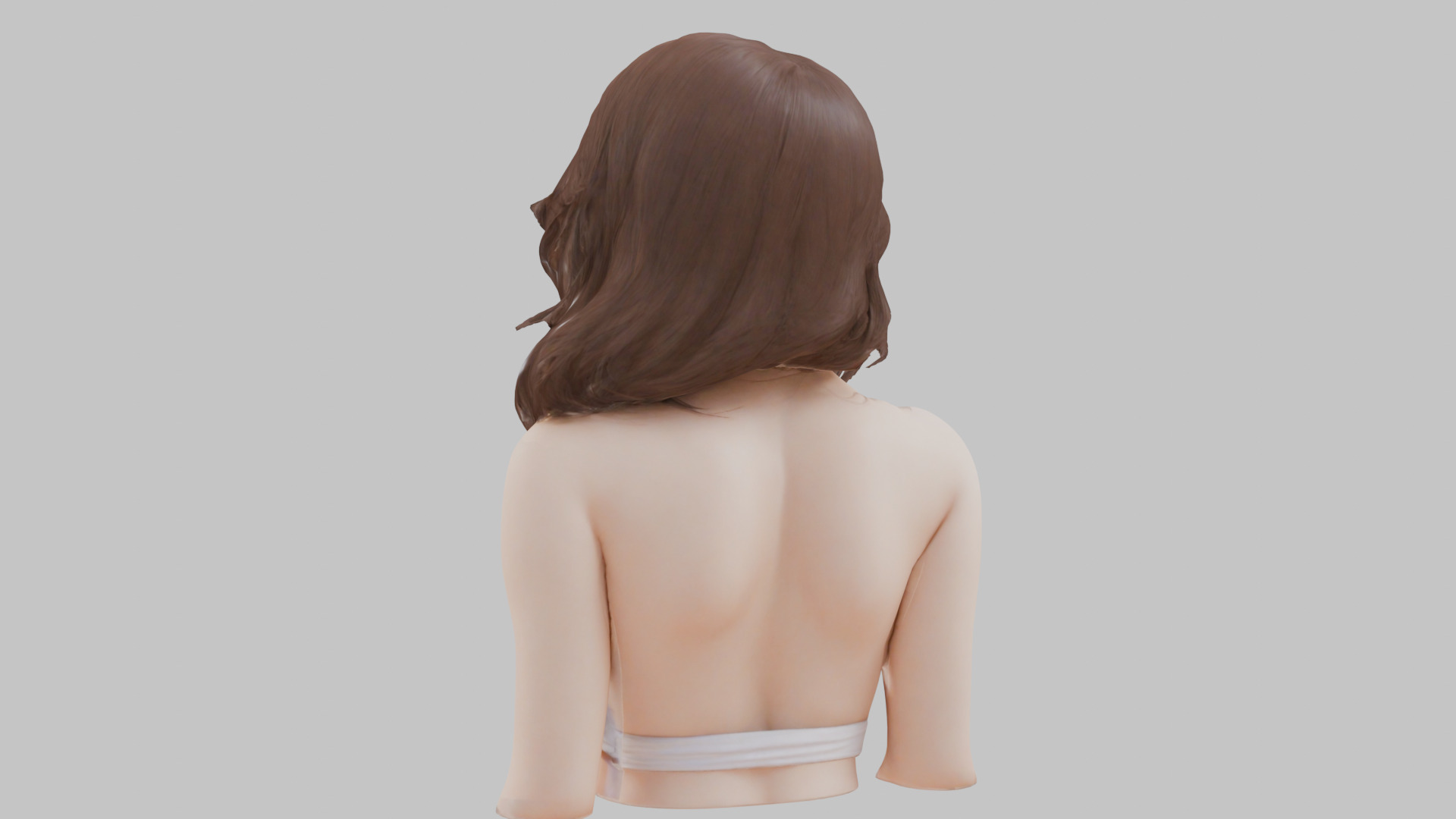 MidPoly Detailed Beautiful Busty Female Japanese Asian Head Bust Low-poly 3D model_14
