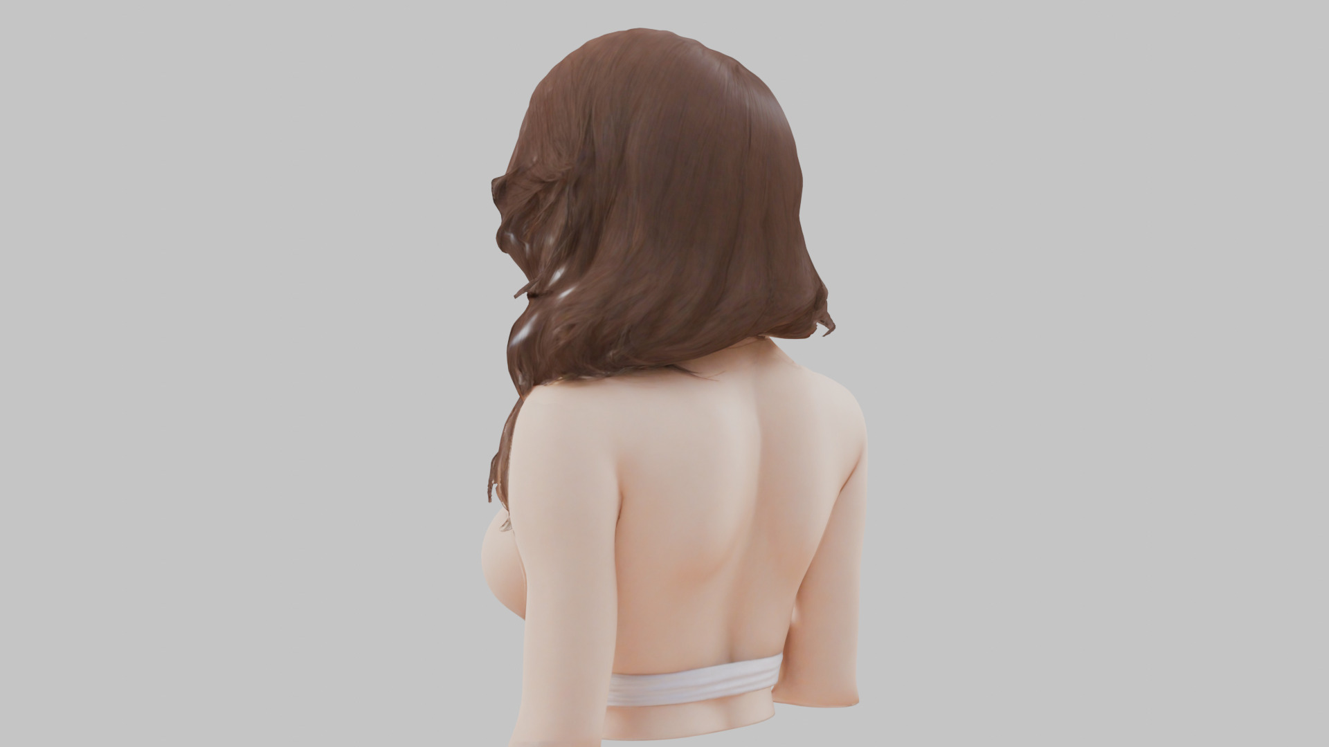 MidPoly Detailed Beautiful Busty Female Japanese Asian Head Bust Low-poly 3D model_13