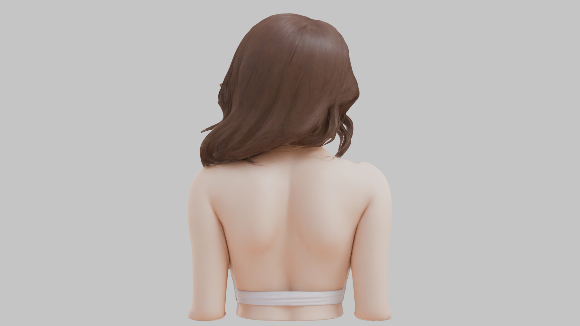 MidPoly Detailed Beautiful Busty Female Japanese Asian Head Bust Low-poly 3D model_15