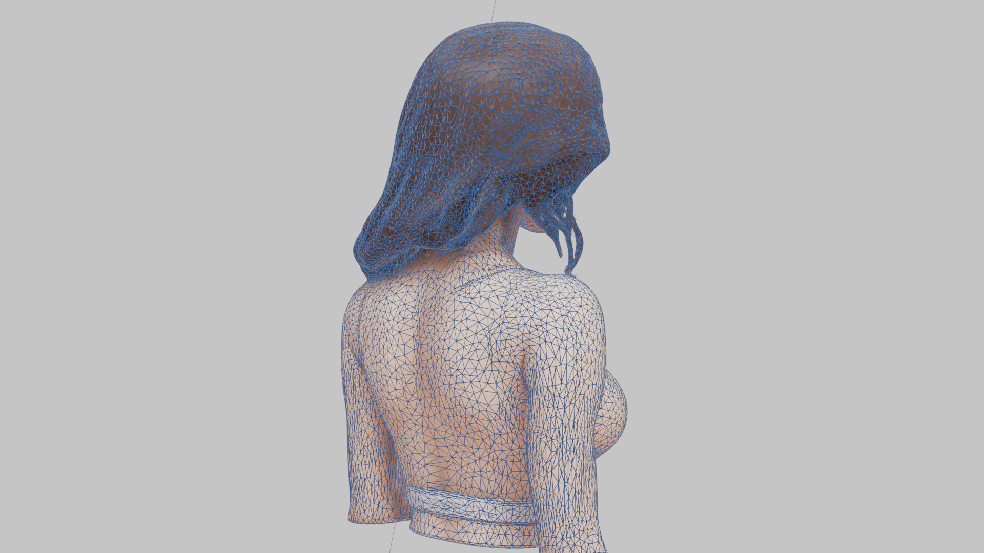 MidPoly Detailed Beautiful Busty Female Japanese Asian Head Bust Low-poly 3D model_23