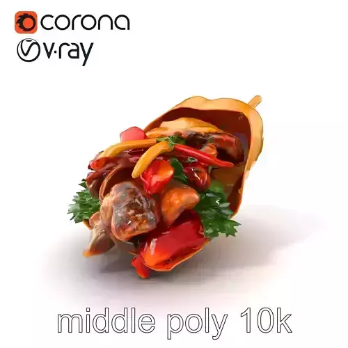 Juicy Dner Kebab Wrap D model pack Low-poly 3D model