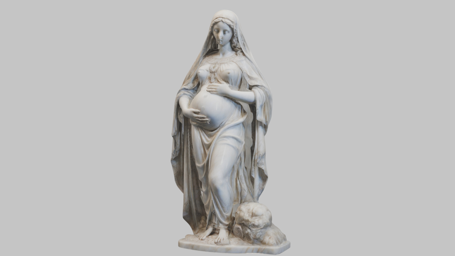 Marble Sculpture of Maria Virgen Mother Pregnant  Low-poly 3D model_15