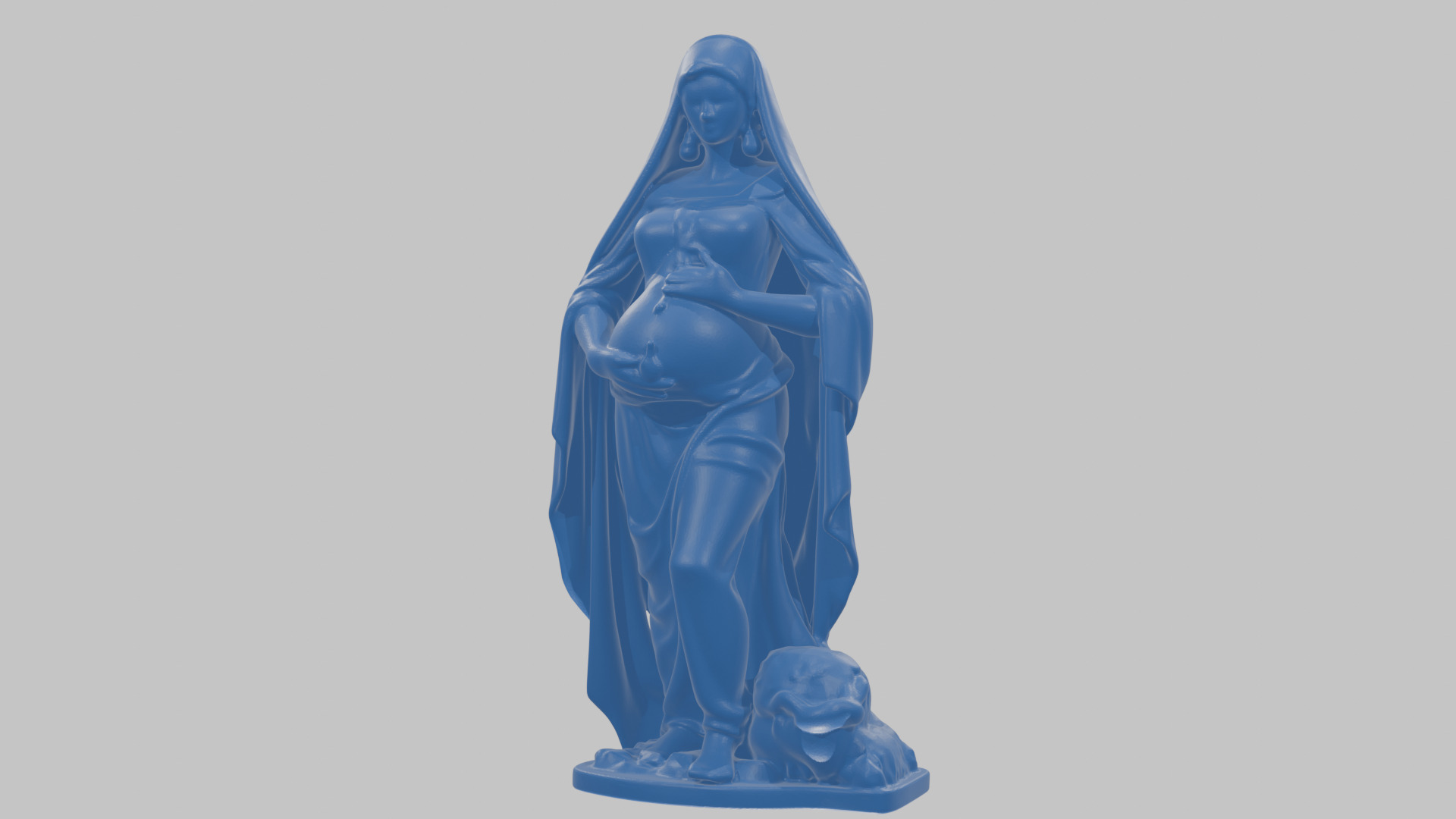 Marble Sculpture of Maria Virgen Mother Pregnant  Low-poly 3D model_32