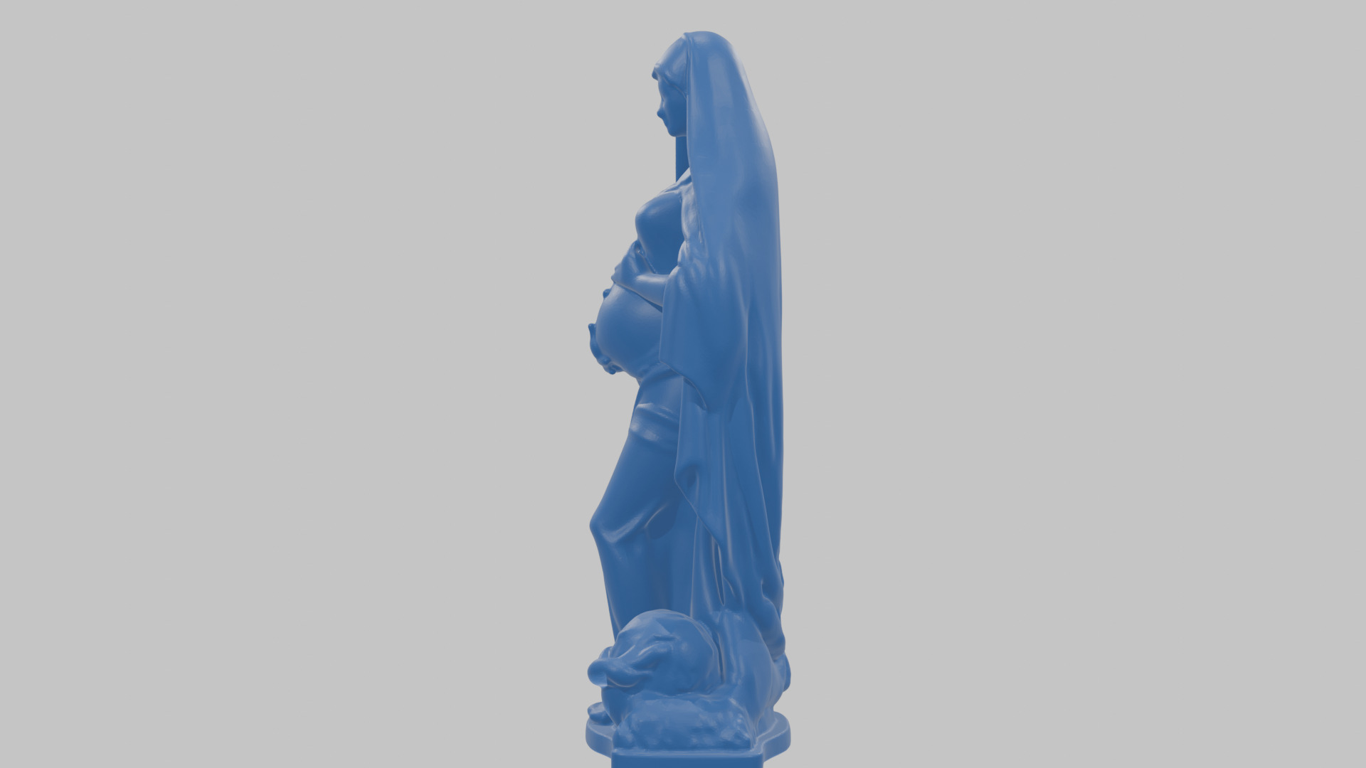 Marble Sculpture of Maria Virgen Mother Pregnant  Low-poly 3D model_29