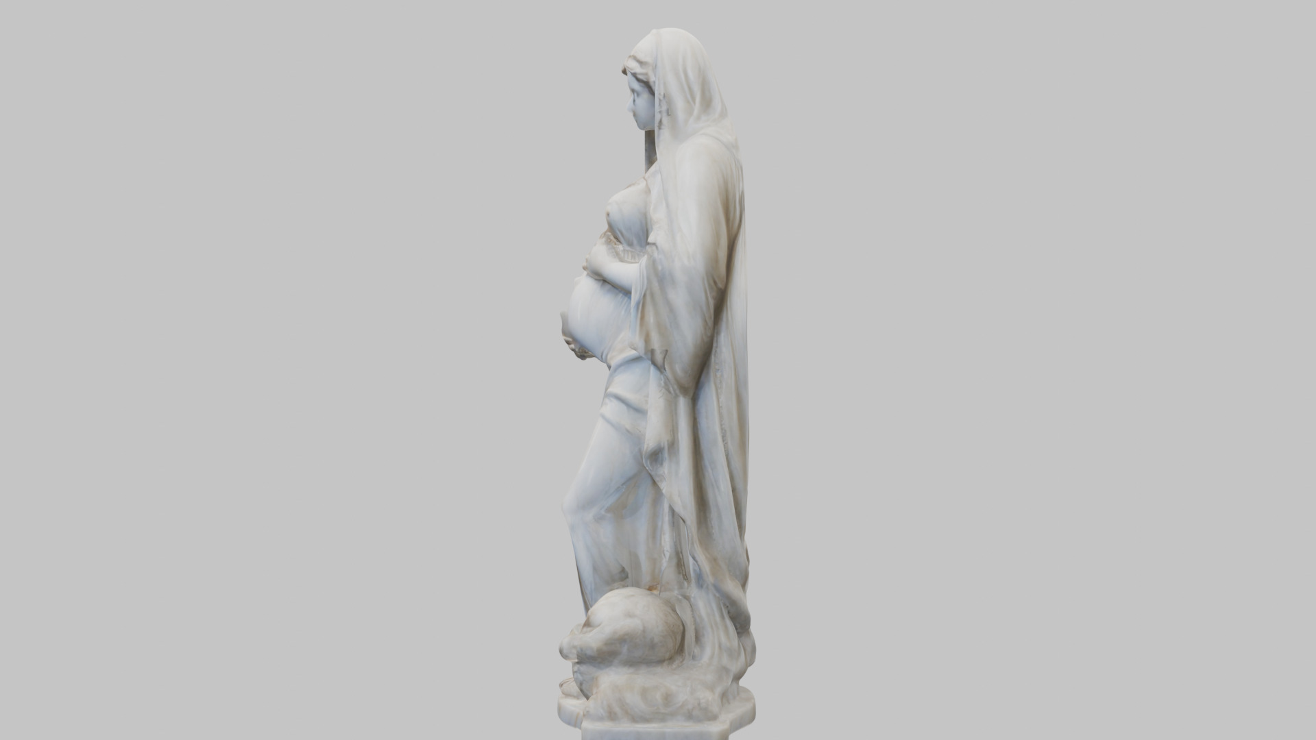 Marble Sculpture of Maria Virgen Mother Pregnant  Low-poly 3D model_12