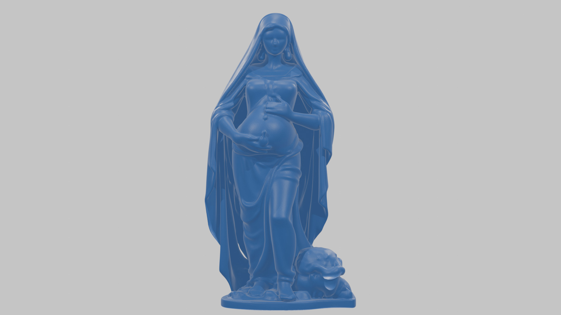 Marble Sculpture of Maria Virgen Mother Pregnant  Low-poly 3D model_17