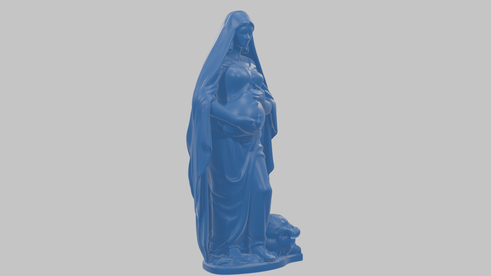 Marble Sculpture of Maria Virgen Mother Pregnant  Low-poly 3D model_19