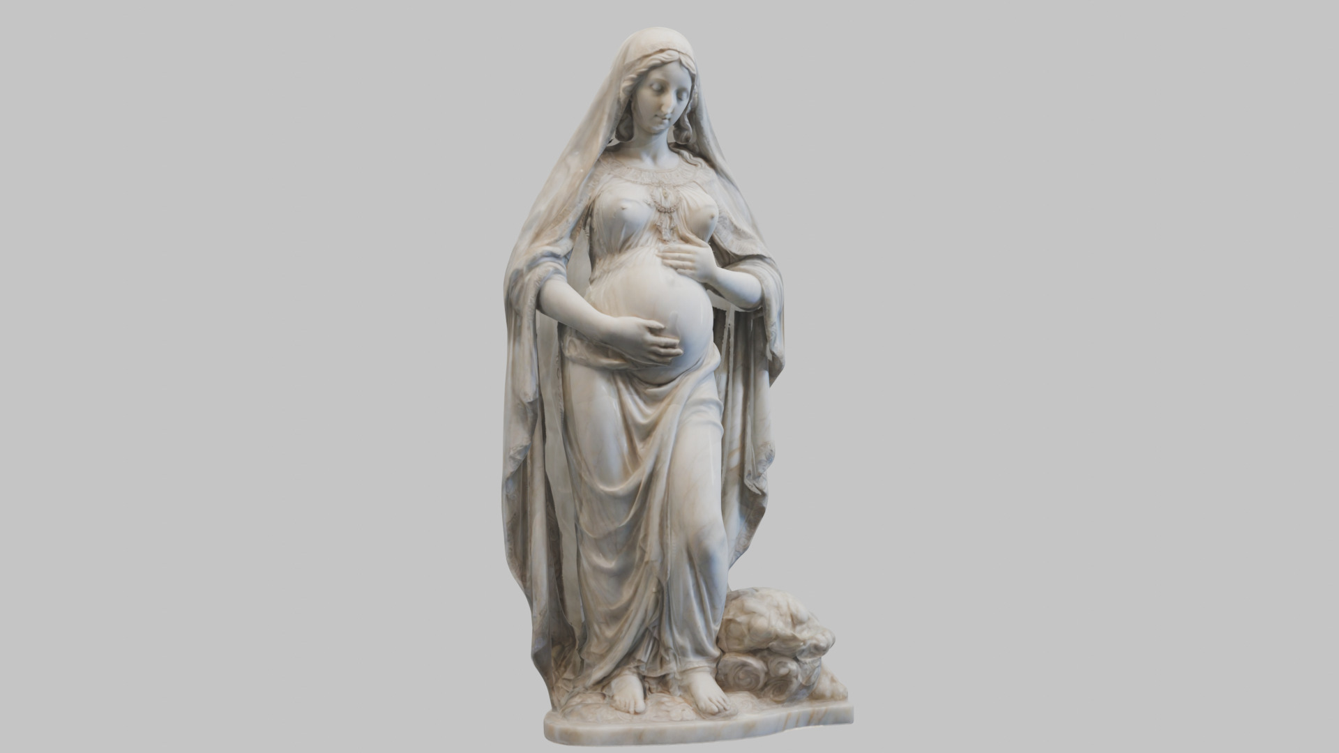 Marble Sculpture of Maria Virgen Mother Pregnant  Low-poly 3D model_1