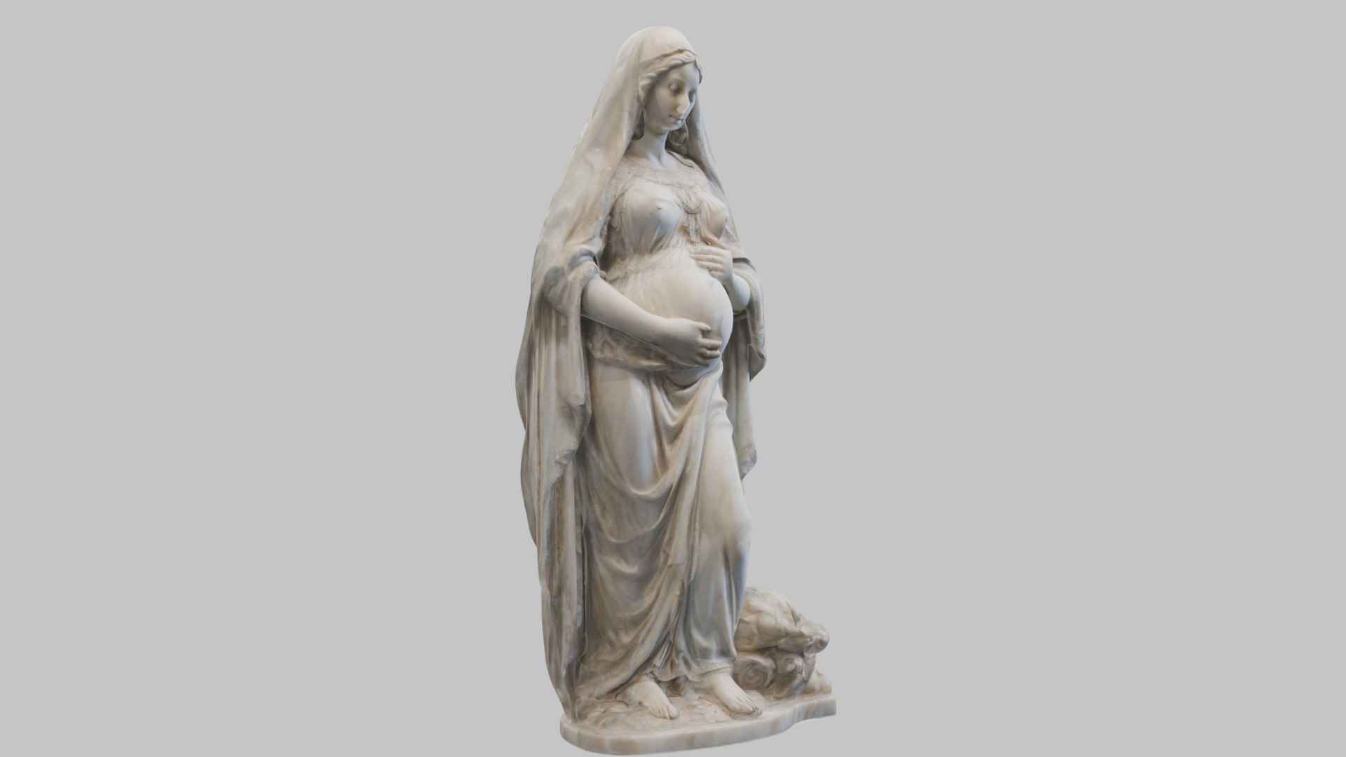 Marble Sculpture of Maria Virgen Mother Pregnant  Low-poly 3D model_2
