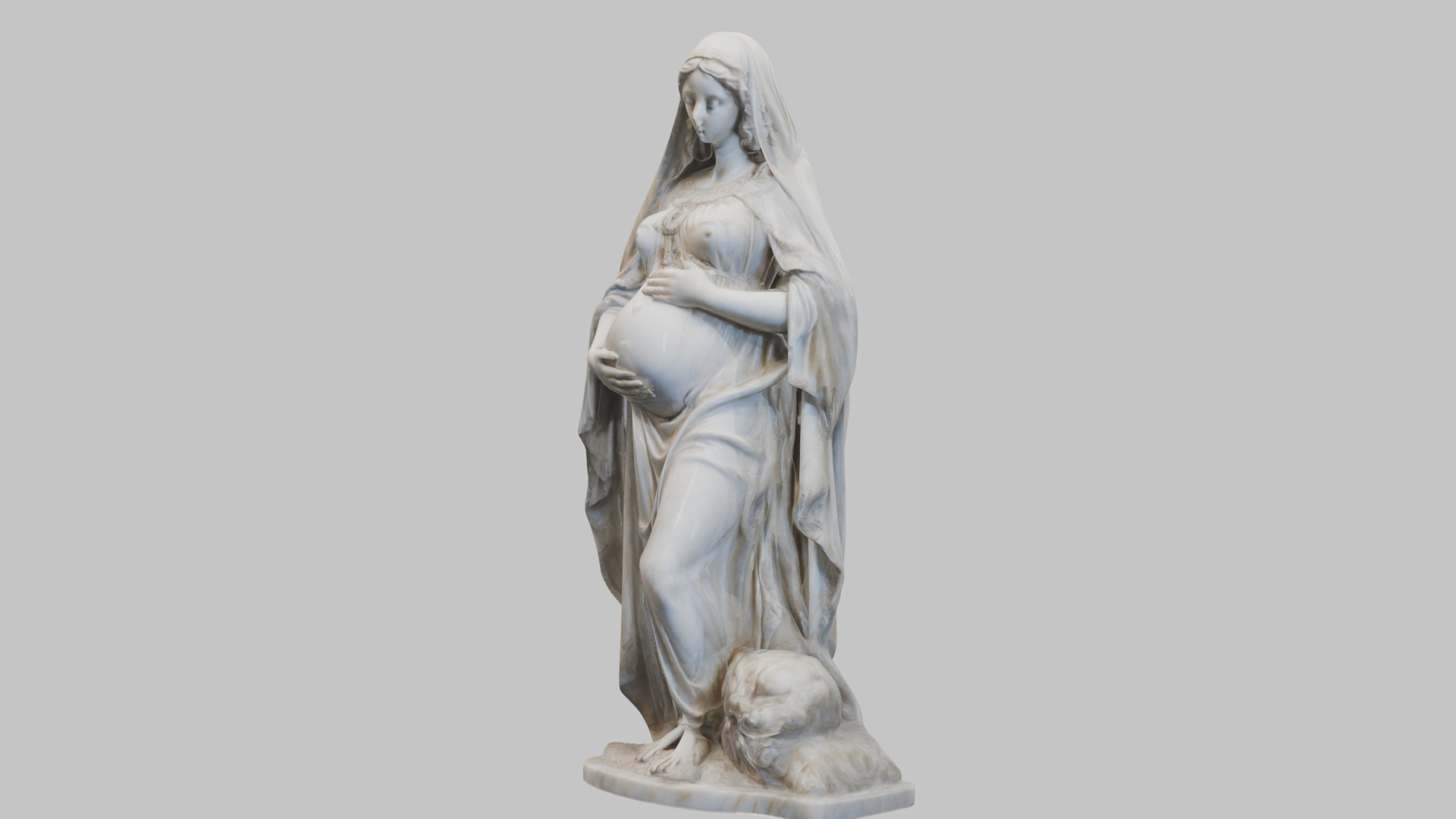 Marble Sculpture of Maria Virgen Mother Pregnant  Low-poly 3D model_14
