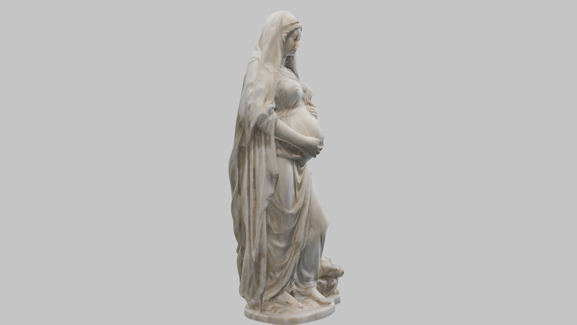 Marble Sculpture of Maria Virgen Mother Pregnant  Low-poly 3D model_3