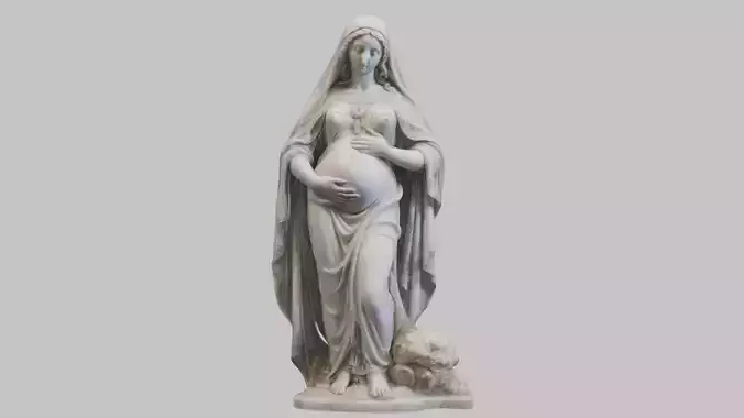 Marble Sculpture of Maria Virgen Mother Pregnant  Low-poly 3D model