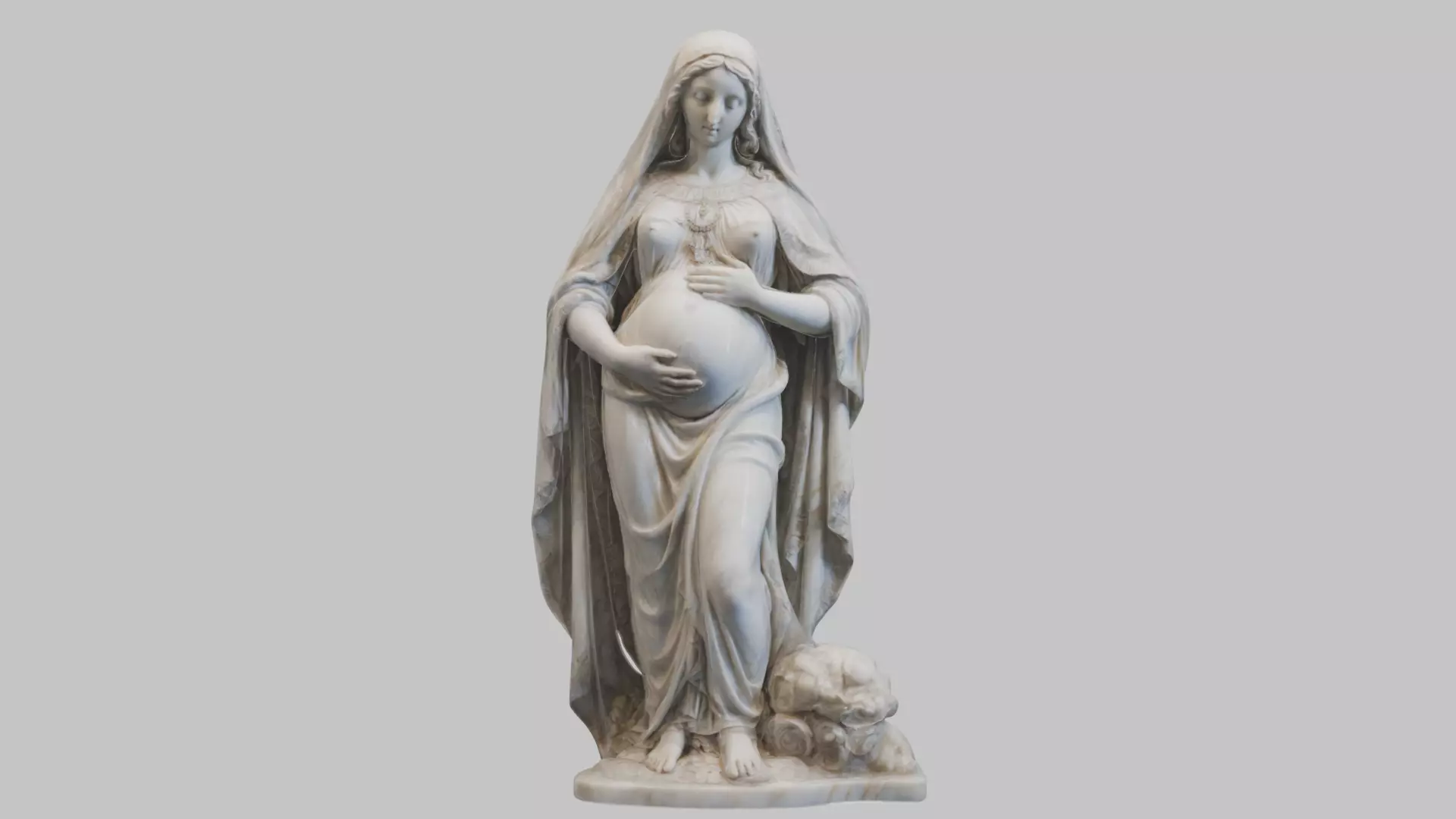 Marble Sculpture of Maria Virgen Mother Pregnant  Low-poly 3D model_0