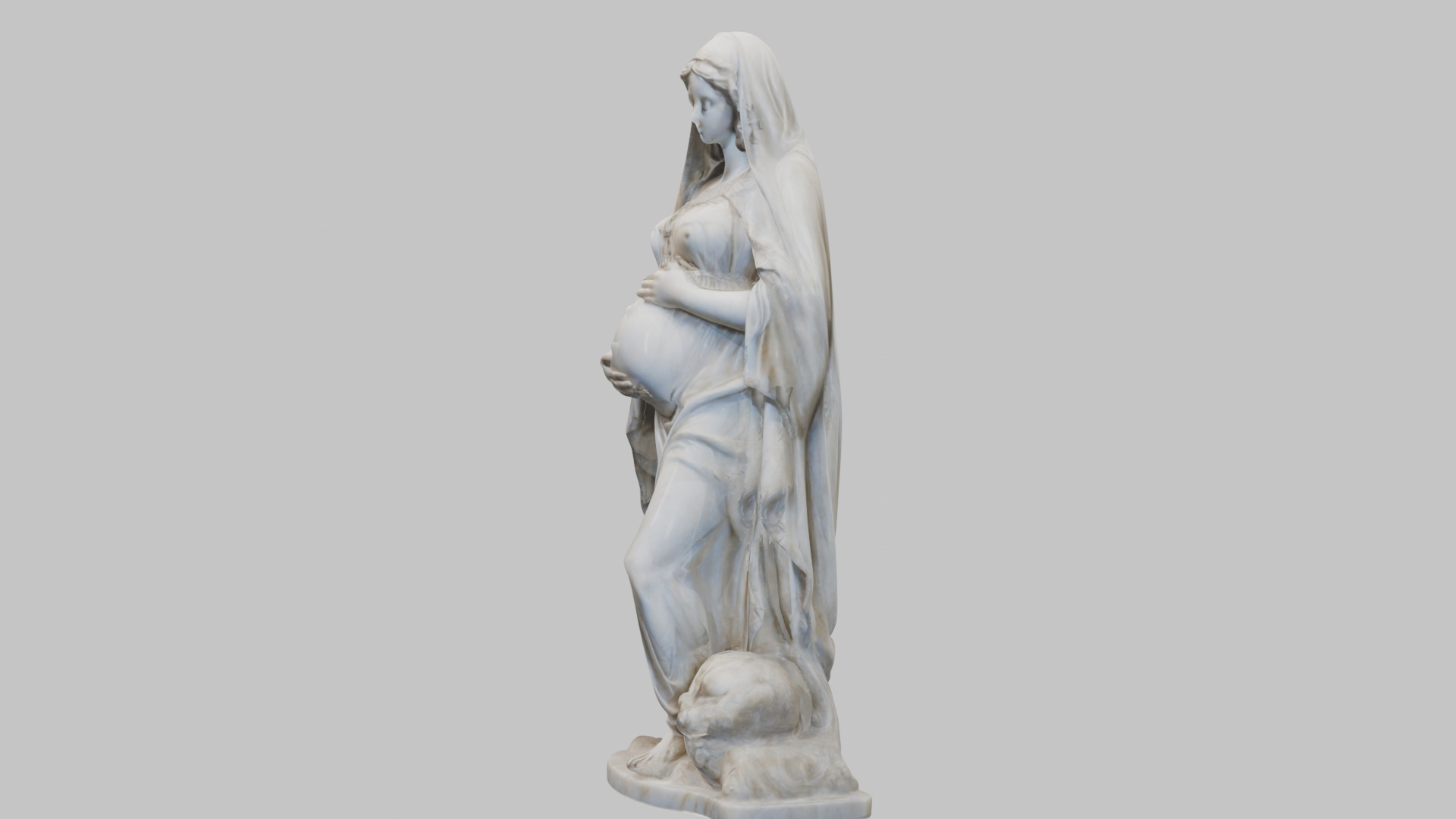 Marble Sculpture of Maria Virgen Mother Pregnant  Low-poly 3D model_13