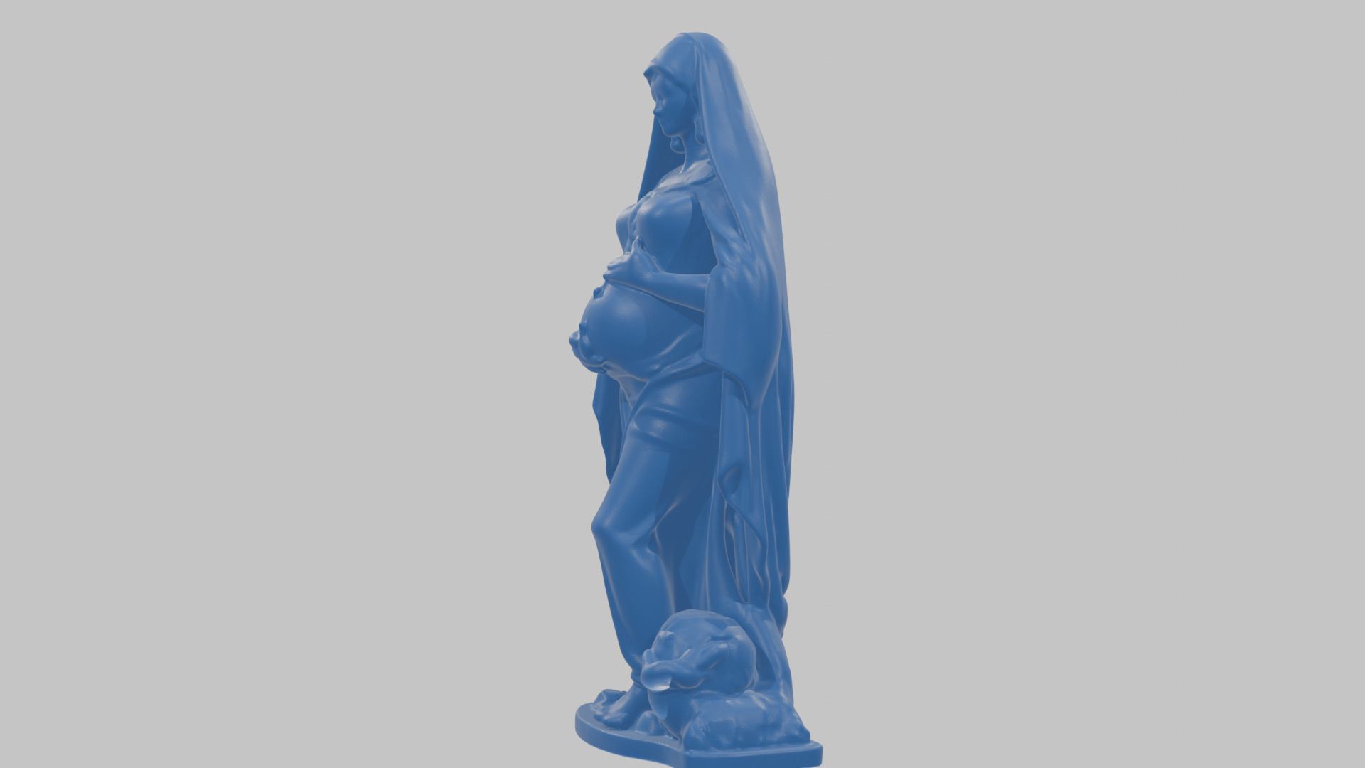 Marble Sculpture of Maria Virgen Mother Pregnant  Low-poly 3D model_30