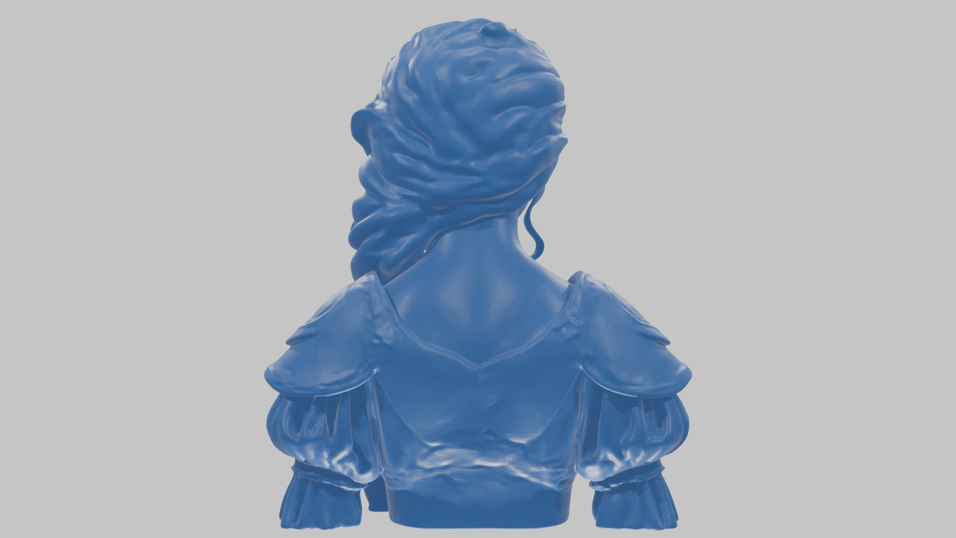 Intricate Medieval Dressed Detailed Blonde Girl Bust Low-poly 3D model_55