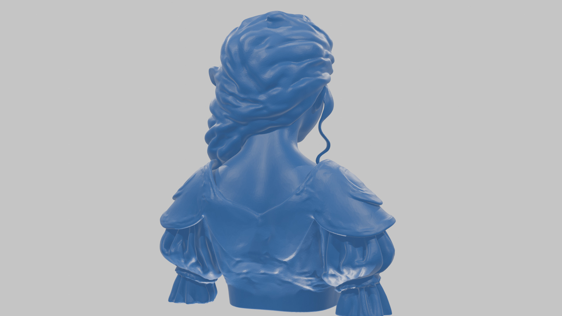 Intricate Medieval Dressed Detailed Blonde Girl Bust Low-poly 3D model_53