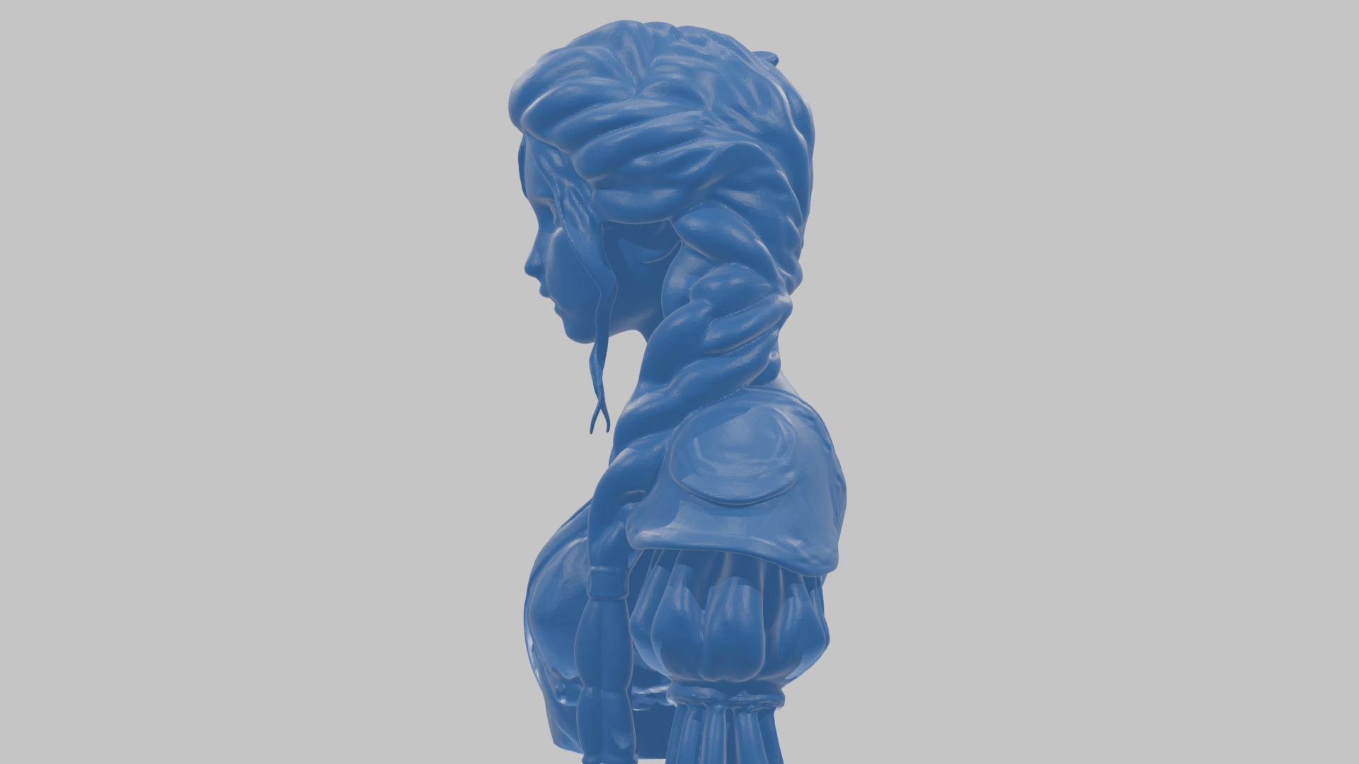 Intricate Medieval Dressed Detailed Blonde Girl Bust Low-poly 3D model_58